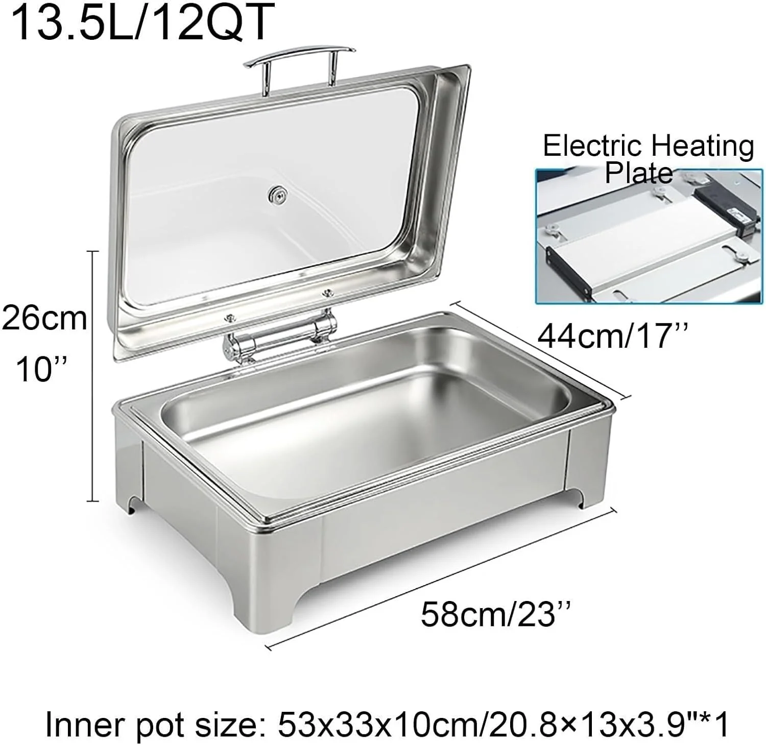 گرمکن برقی بوفه - ظروف و سینی های گرم کننده غذا با درب، گرمکن بوفه رومیزی برای مهمانی ها و مراسم، ظرف 1/1 - 1 عدد گرمکن برقی بوفه - ظروف و سینی های گرم کننده غذا با درب، گرمکن بوفه رومیزی برای مهمانی ها و مراسم، ظرف 1/1 - 1 عدد