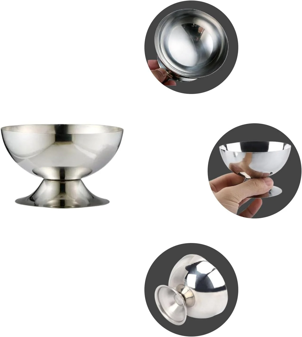 ست 2 عددی کاسه دسر استیل ضد زنگ Bssowe با پایه، فنجان دسر با پایه، فنجان بستنی استیل ضد زنگ، کاسه دسر فلزی، با دسته محکم و ضد لغزش، برای کیک، بستنی، ماست ست 2 عددی کاسه دسر استیل ضد زنگ Bssowe با پایه، فنجان دسر با پایه، فنجان بستنی استیل ضد زنگ، کاسه دسر فلزی، با دسته محکم و ضد لغزش، برای کیک، بستنی، ماست