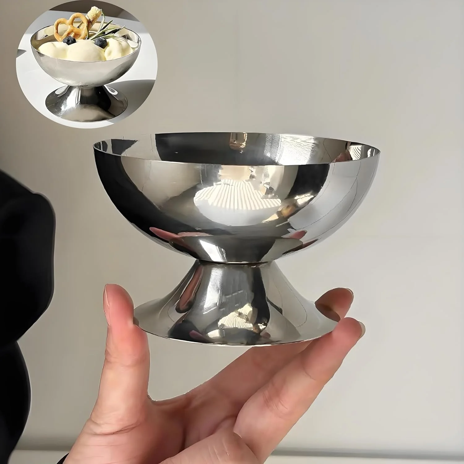 ست 2 عددی کاسه دسر استیل ضد زنگ Bssowe با پایه، فنجان دسر با پایه، فنجان بستنی استیل ضد زنگ، کاسه دسر فلزی، با دسته محکم و ضد لغزش، برای کیک، بستنی، ماست ست 2 عددی کاسه دسر استیل ضد زنگ Bssowe با پایه، فنجان دسر با پایه، فنجان بستنی استیل ضد زنگ، کاسه دسر فلزی، با دسته محکم و ضد لغزش، برای کیک، بستنی، ماست