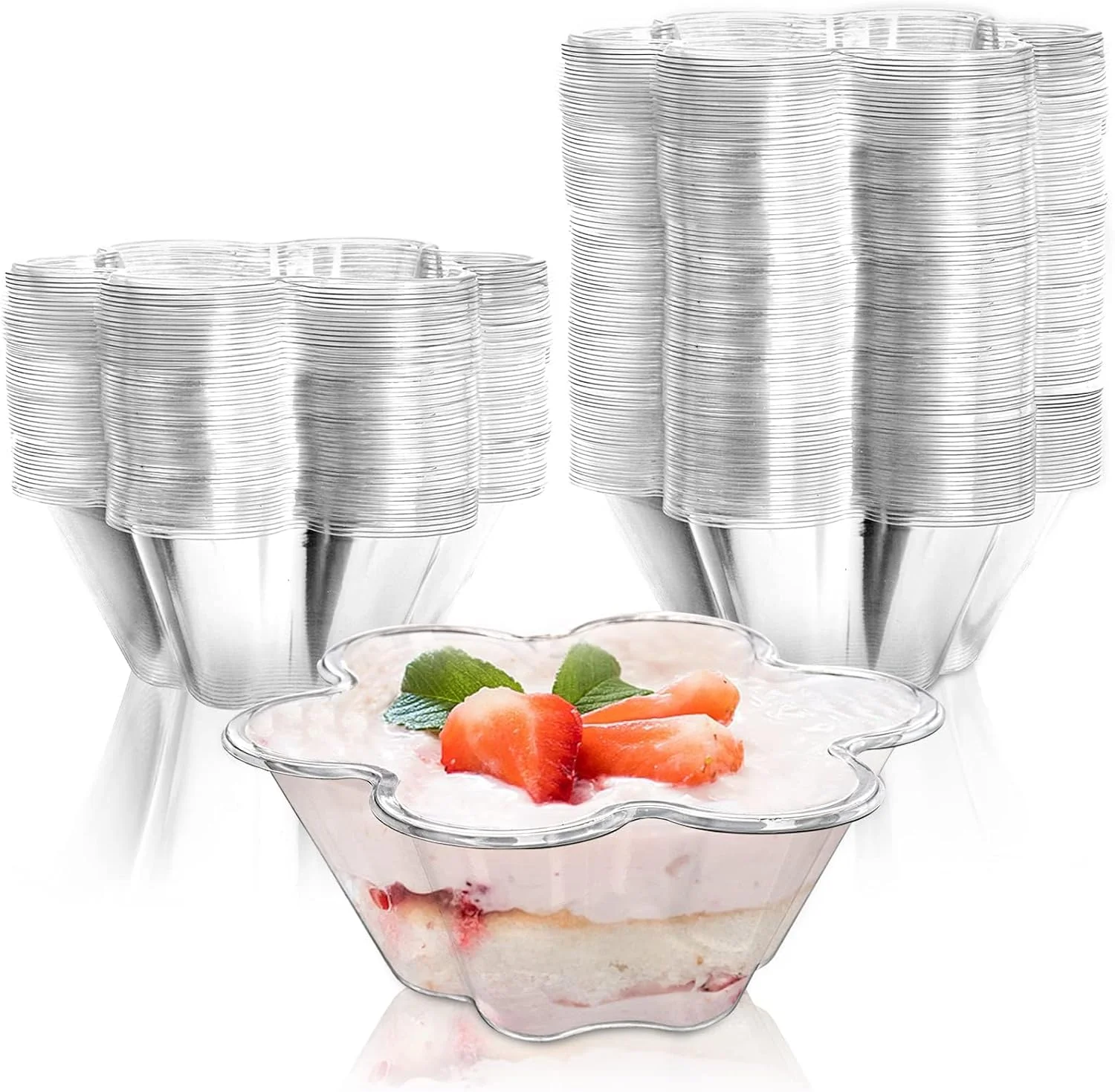 Bukela Plastic Ice Cream Bowls 100 Pack Disposable Dessert Serving Bowl for Sundae Chocolate Desserts Appetizers Shot Glasses