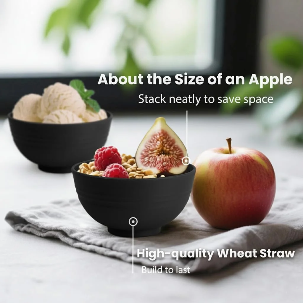 کاسه های کاهی گندم مشکی BUSOKIP، مجموعه 8 عددی کاسه دسر 300 میلی لیتری، کاسه های نشکن اسنک برای کودکان، جایگزین کاسه های پلاستیکی قابل استفاده مجدد، کاسه های کوچک ایمن برای مایکروویو برای دسر، اسنک کاسه های کاهی گندم مشکی BUSOKIP، مجموعه 8 عددی کاسه دسر 300 میلی لیتری، کاسه های نشکن اسنک برای کودکان، جایگزین کاسه های پلاستیکی قابل استفاده مجدد، کاسه های کوچک ایمن برای مایکروویو برای دسر، اسنک