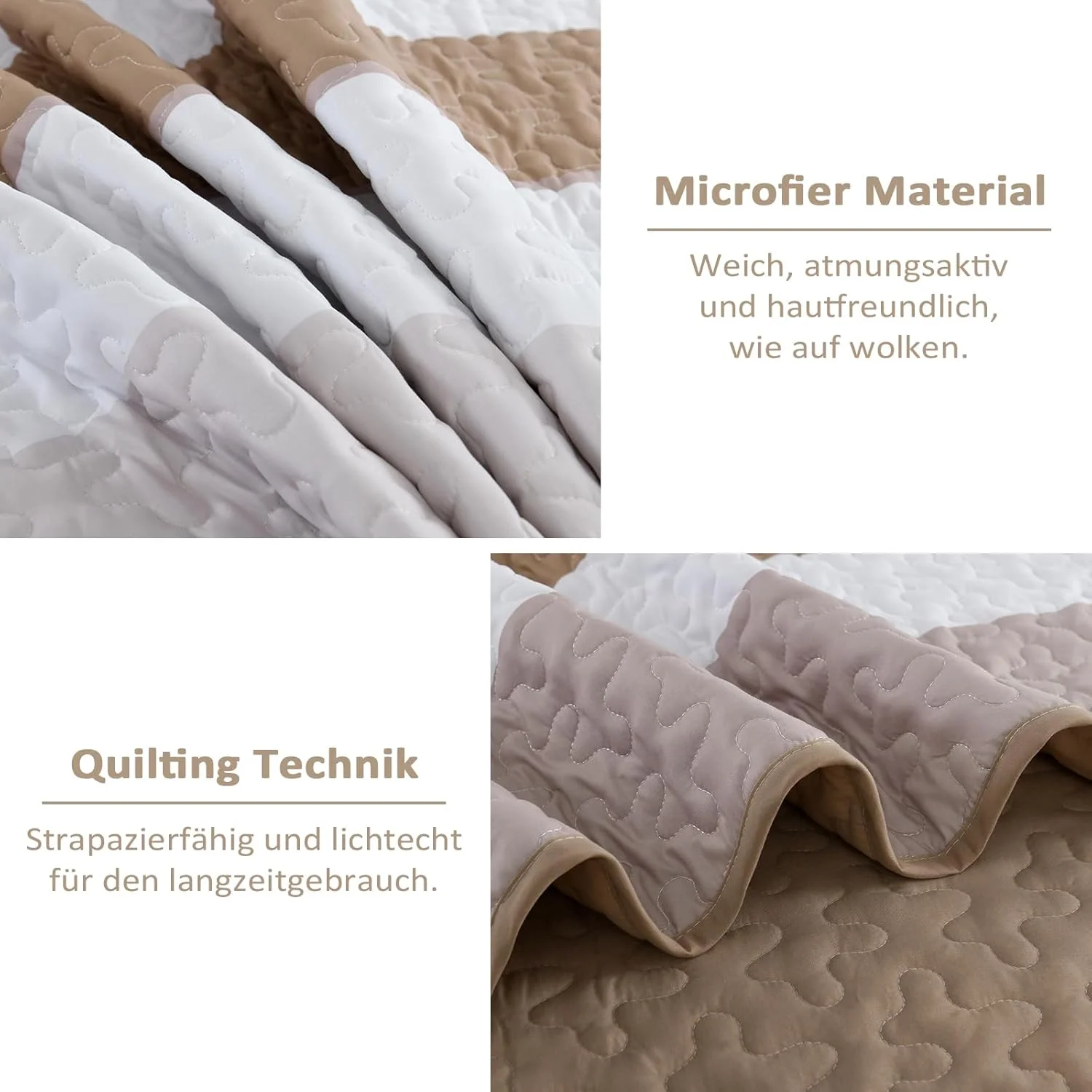 روتختی وانگز بدینگ 220 x 240 سانتی متر، رنگ خاکی، طرح راه راه، لحاف سه تکه دونفره، لحاف میکروفایبر با 2 روبالشی 50 x 75 سانتی متر مناسب اتاق خواب و مبل