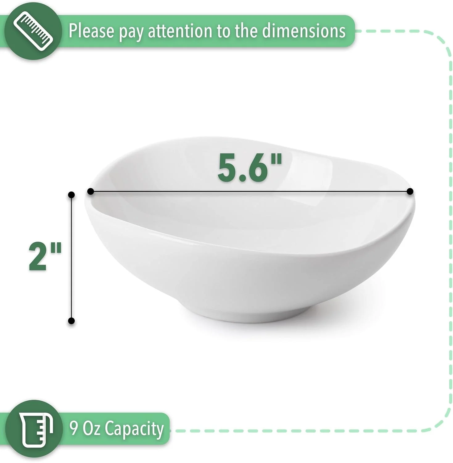 Brew To A Tea BTaT- کاسه های چینی، 266 میلی لیتر، ست 8 تایی، کاسه های دسر مثلثی سفید، کاسه های دیپ، کاسه های سس، کاسه های سرو کوچک، کاسه های کوچک برای مخلفات، ظروف بستنی، کاسه های سفید کوچک