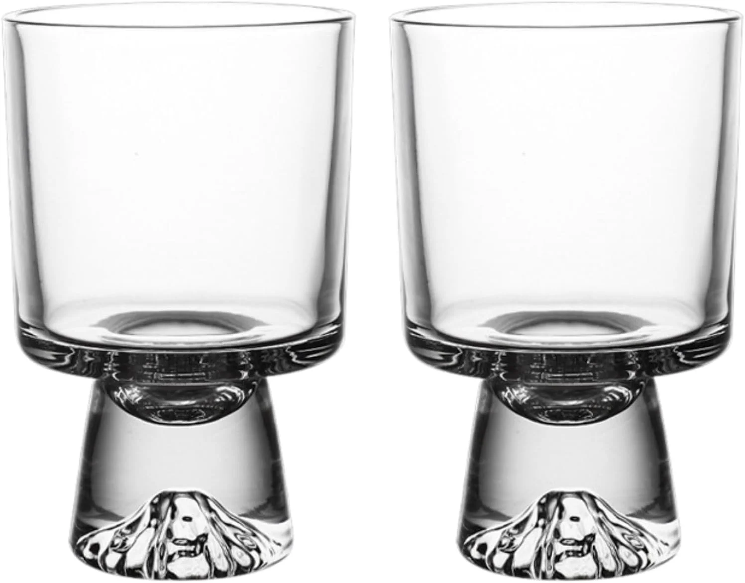 کاسه دسر پایه دار شیشه ای دست ساز Boxonly - ست لیوان های ترایفل پایه دار شفاف با طراحی کوهستانی منحصر به فرد، ظرفیت 201-300 میلی لیتر، ایده آل برای پارفه و میوه (ست 2 عددی)