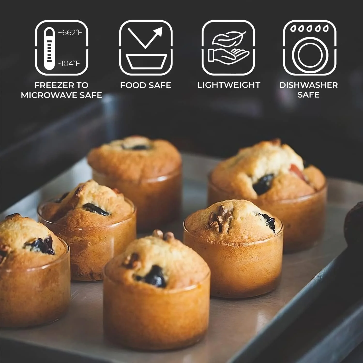 ست کاسه شیشه ای کوچک بوروسیل (105 میلی لیتر)، بسته 6 عددی، شفاف، کاسه های شیشه ای 100 میلی لیتری