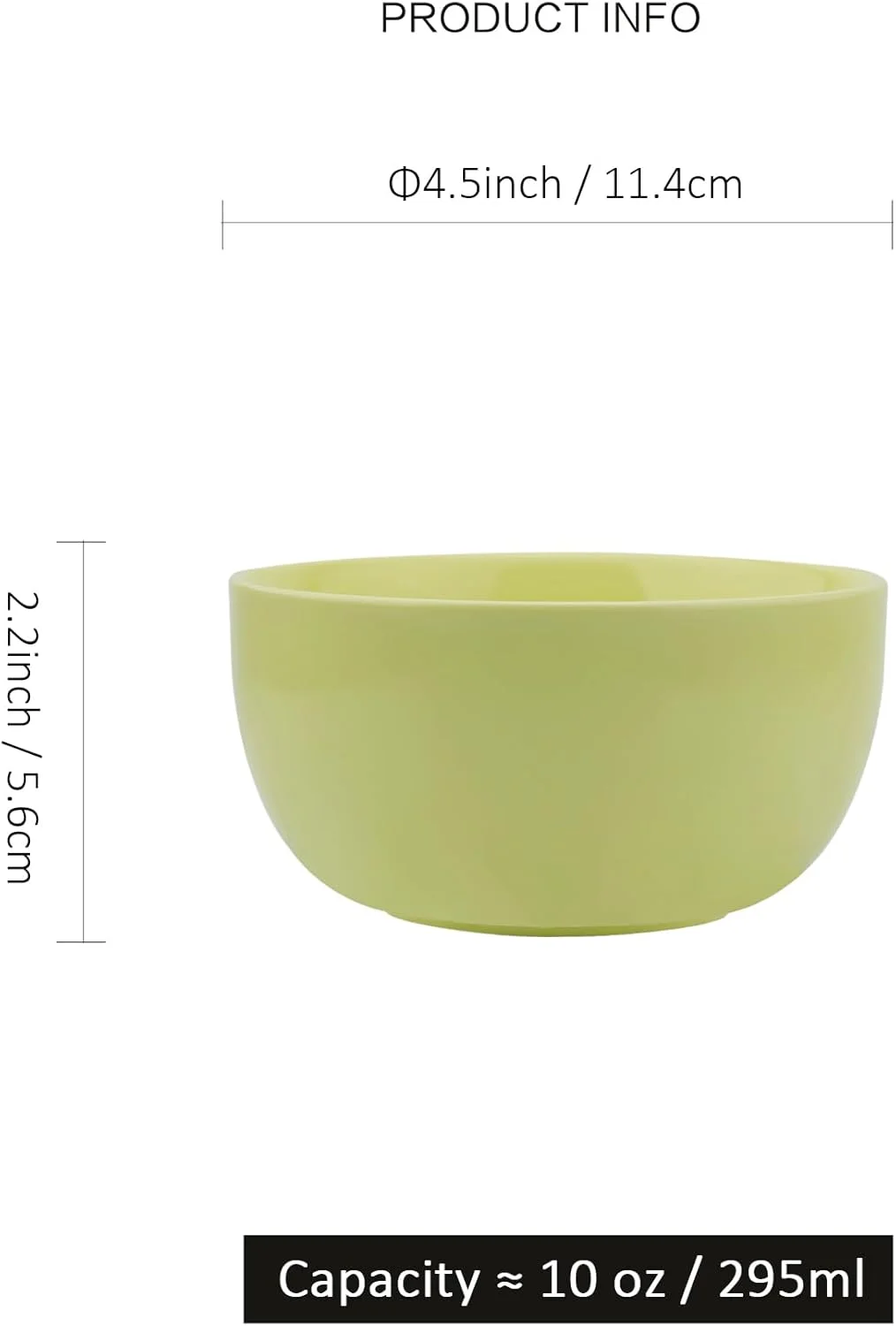 کاسه بستنی 300 میلی لیتری بین ساکائو - ست 6 تایی کاسه دسر سرامیکی 11.5 سانتی متری - کاسه های کوچک چینی برای مخلفات، بستنی، بلغور جو دوسر، میوه، کنترل وعده - قابل شستشو در ماشین ظرفشویی و استفاده در مایکروویو (سبز روشن)