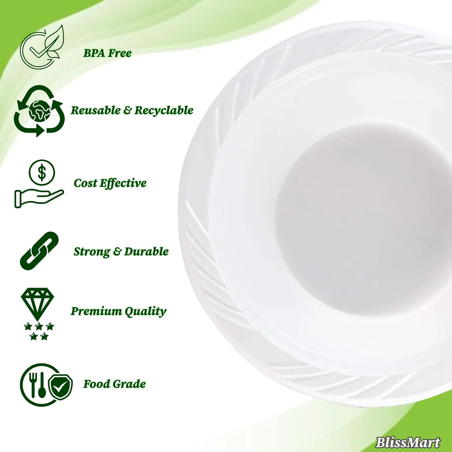 کاسه های پلاستیکی سفید قابل استفاده مجدد BLISSMART، 350 میلی لیتر، بسته 50 عددی، ظروف پلاستیکی قابل شستشو و استفاده مجدد برای دسر، ظروف غذاخوری سنگین برای مهمانی ها، کمپینگ، تولد، پذیرایی، باربیکیو کاسه های پلاستیکی سفید قابل استفاده مجدد BLISSMART، 350 میلی لیتر، بسته 50 عددی، ظروف پلاستیکی قابل شستشو و استفاده مجدد برای دسر، ظروف غذاخوری سنگین برای مهمانی ها، کمپینگ، تولد، پذیرایی، باربیکیو