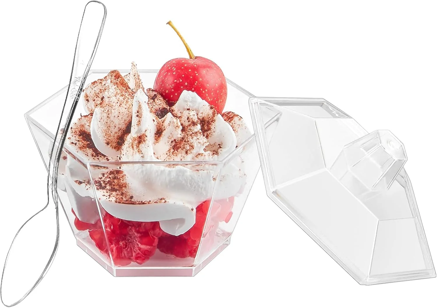 ظروف دسر مینیاتوری BIGTHREE با درب و قاشق، بسته 50 عددی لیوان تست پلاستیکی، فنجان پیش غذای شفاف پارفه، لیوان شات دسر پلاستیکی برای کیک، بستنی، ماست، لوازم پذیرایی مهمانی ظروف دسر مینیاتوری BIGTHREE با درب و قاشق، بسته 50 عددی لیوان تست پلاستیکی، فنجان پیش غذای شفاف پارفه، لیوان شات دسر پلاستیکی برای کیک، بستنی، ماست، لوازم پذیرایی مهمانی