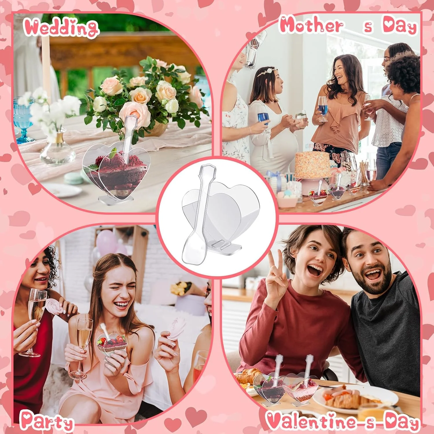 BIGTHREE Plastic Mini Dessert Cup with Spoons, 50 Pack Heart Shaped Dessert Cups, Clear Parfait Appetizer Cup, Plastic Dessert Shot Glasses for Party Catering Supplies Ice Cream Cakes BIGTHREE Plastic Mini Dessert Cup with Spoons, 50 Pack Heart Shaped Dessert Cups, Clear Parfait Appetizer Cup, Plastic Dessert Shot Glasses for Party Catering Supplies Ice Cream Cakes