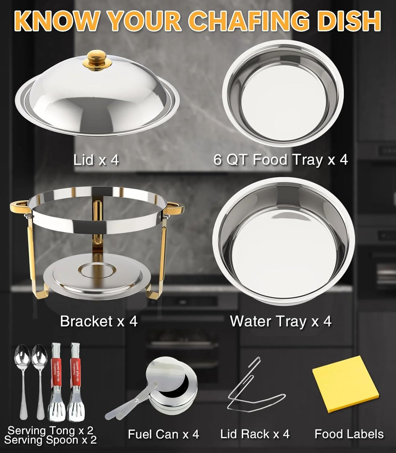 ظروف گرم نگهدارنده غذا بویلیو، ست بوفه ۴ عددی ۶.۸ لیتری گرد، ظروف طلایی گرم نگهدارنده غذا برای بوفه، ظروف استیل ضد زنگ برای پذیرایی به همراه درب و نگهدارنده درب، گرم نگهدارنده غذا برای مهمانی ها ظروف گرم نگهدارنده غذا بویلیو، ست بوفه ۴ عددی ۶.۸ لیتری گرد، ظروف طلایی گرم نگهدارنده غذا برای بوفه، ظروف استیل ضد زنگ برای پذیرایی به همراه درب و نگهدارنده درب، گرم نگهدارنده غذا برای مهمانی ها