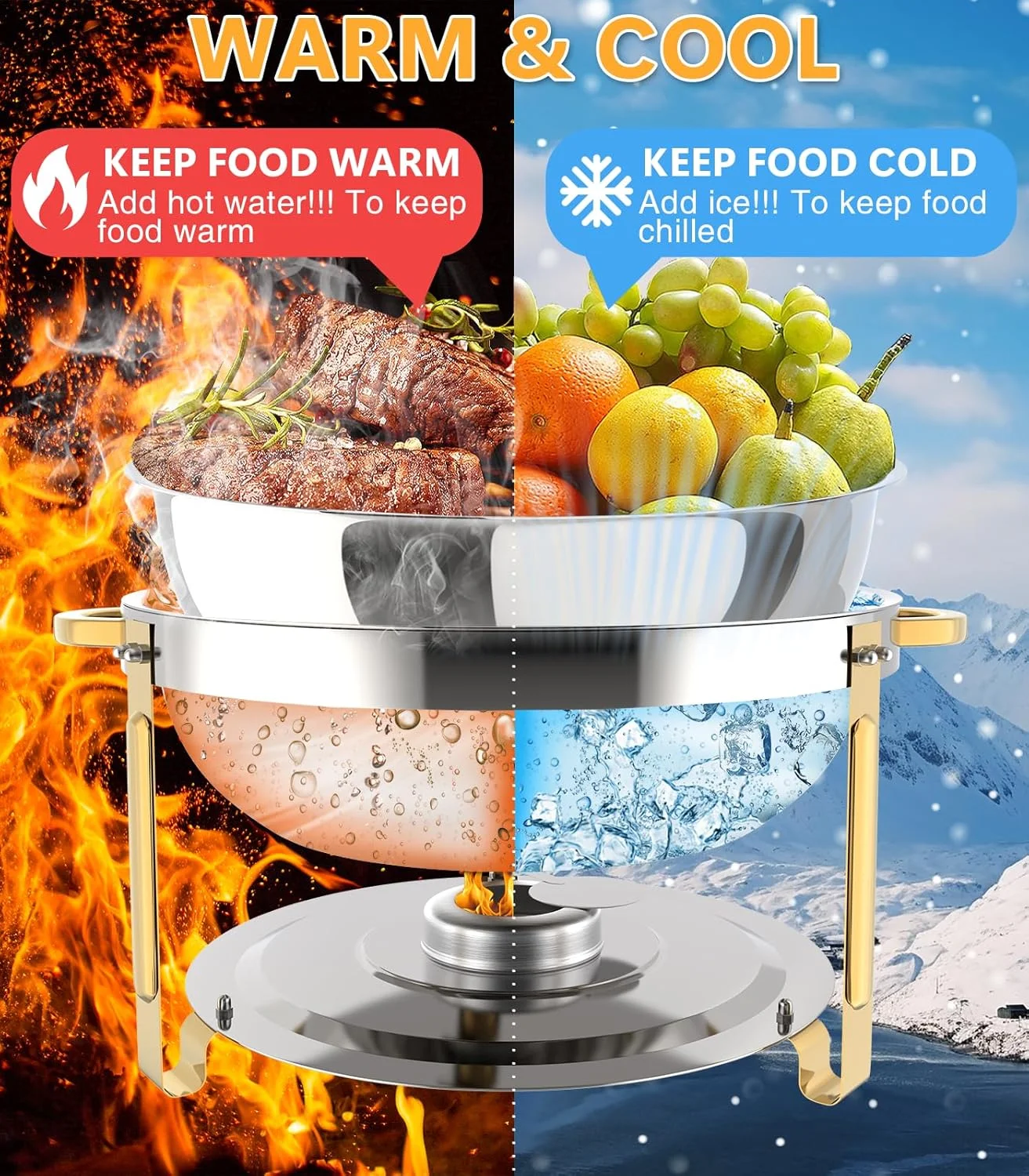 ظرف گرم نگهدارنده غذا بوفه 9 لیتری Beviliu، بسته 1 عددی ظرف گرم نگهدارنده گرد 8QT و گرم کننده غذا، ظرف گرم نگهدارنده طلایی برای بوفه، ظرف گرم نگهدارنده استیل ضد زنگ برای پذیرایی همراه با درب و نگهدارنده درب، گرم کننده غذا برای مهمانی ظرف گرم نگهدارنده غذا بوفه 9 لیتری Beviliu، بسته 1 عددی ظرف گرم نگهدارنده گرد 8QT و گرم کننده غذا، ظرف گرم نگهدارنده طلایی برای بوفه، ظرف گرم نگهدارنده استیل ضد زنگ برای پذیرایی همراه با درب و نگهدارنده درب، گرم کننده غذا برای مهمانی