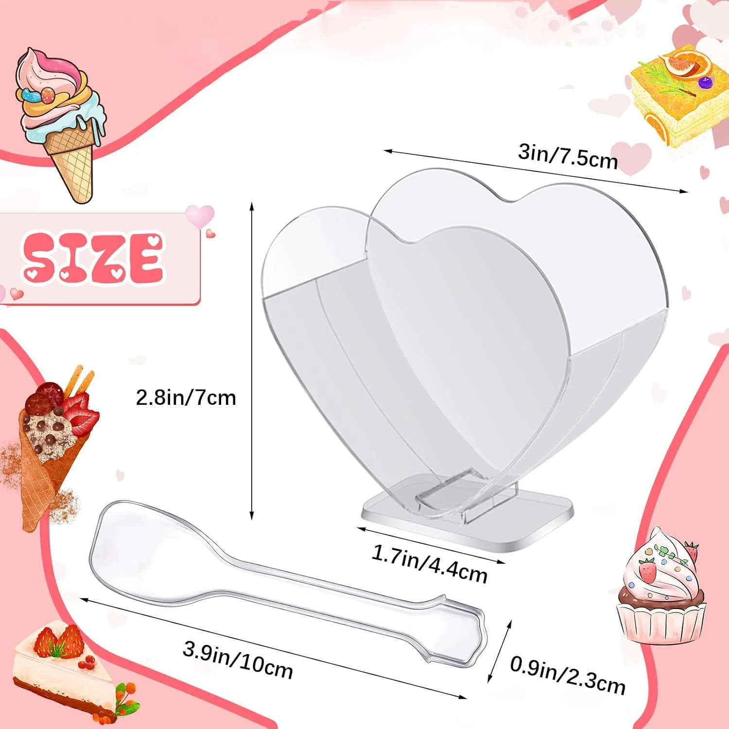 BIGTHREE Plastic Mini Dessert Cup with Spoons, 50 Pack Heart Shaped Dessert Cups, Clear Parfait Appetizer Cup, Plastic Dessert Shot Glasses for Party Catering Supplies Ice Cream Cakes BIGTHREE Plastic Mini Dessert Cup with Spoons, 50 Pack Heart Shaped Dessert Cups, Clear Parfait Appetizer Cup, Plastic Dessert Shot Glasses for Party Catering Supplies Ice Cream Cakes