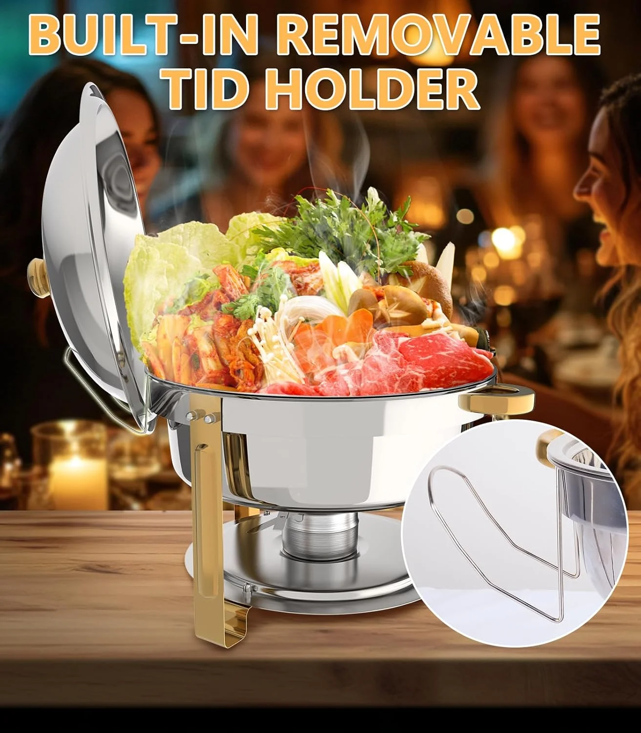 ظروف گرم نگهدارنده غذا بویلیو، ست بوفه ۴ عددی ۶.۸ لیتری گرد، ظروف طلایی گرم نگهدارنده غذا برای بوفه، ظروف استیل ضد زنگ برای پذیرایی به همراه درب و نگهدارنده درب، گرم نگهدارنده غذا برای مهمانی ها ظروف گرم نگهدارنده غذا بویلیو، ست بوفه ۴ عددی ۶.۸ لیتری گرد، ظروف طلایی گرم نگهدارنده غذا برای بوفه، ظروف استیل ضد زنگ برای پذیرایی به همراه درب و نگهدارنده درب، گرم نگهدارنده غذا برای مهمانی ها