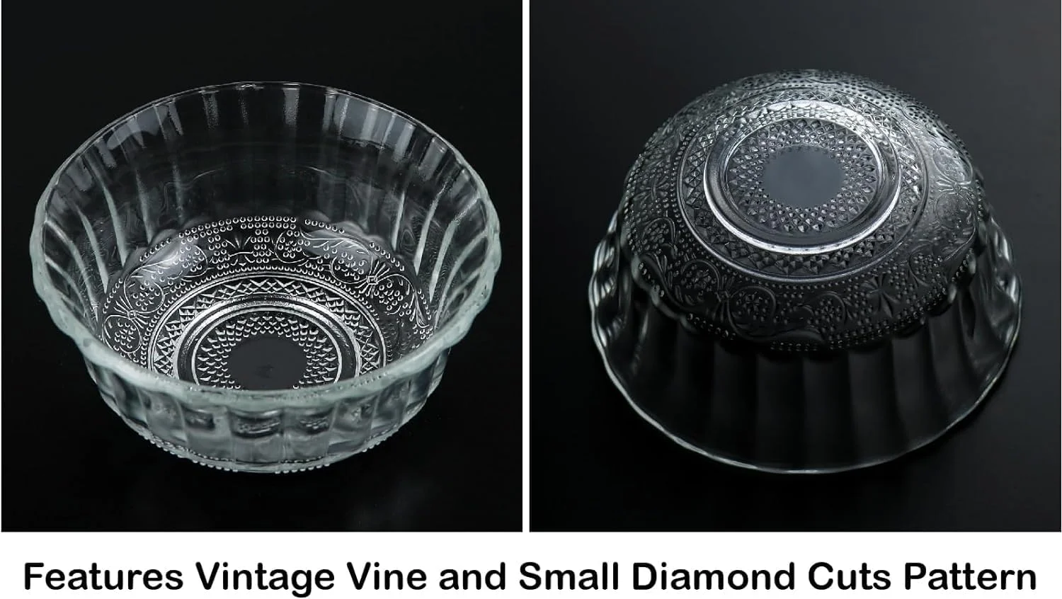 کاسه های شیشه ای بافت دار شفاف آزون، کاسه های کوچک برای آماده سازی، دسر، دیپ، بستنی، ماست، میوه، آب نبات، آجیل، کاسه های آماده سازی میان وعده، کاسه های سالاد برای آشپزخانه، مجموعه 6 عددی