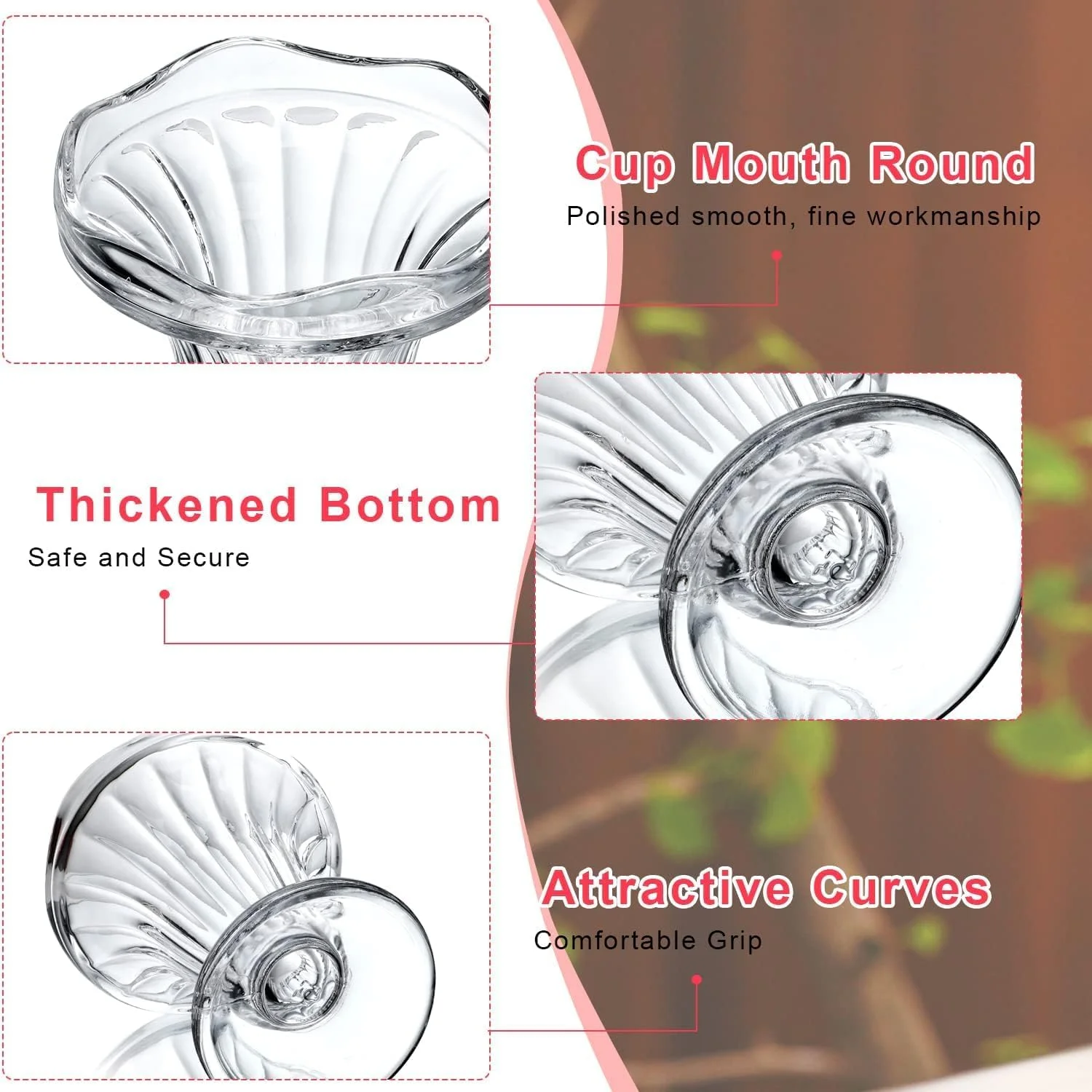 ظروف بستنی خوری شیشه ای آزونه، جام های پایه دار شیشه ای لاله ای، کاسه های دسر بستنی خوری شفاف و ضخیم برای دسرها، سالادها، میوه ها، کاسه های سرو بستنی، کاسه های مزه برای مهمانی، 2 عدد ظروف بستنی خوری شیشه ای آزونه، جام های پایه دار شیشه ای لاله ای، کاسه های دسر بستنی خوری شفاف و ضخیم برای دسرها، سالادها، میوه ها، کاسه های سرو بستنی، کاسه های مزه برای مهمانی، 2 عدد