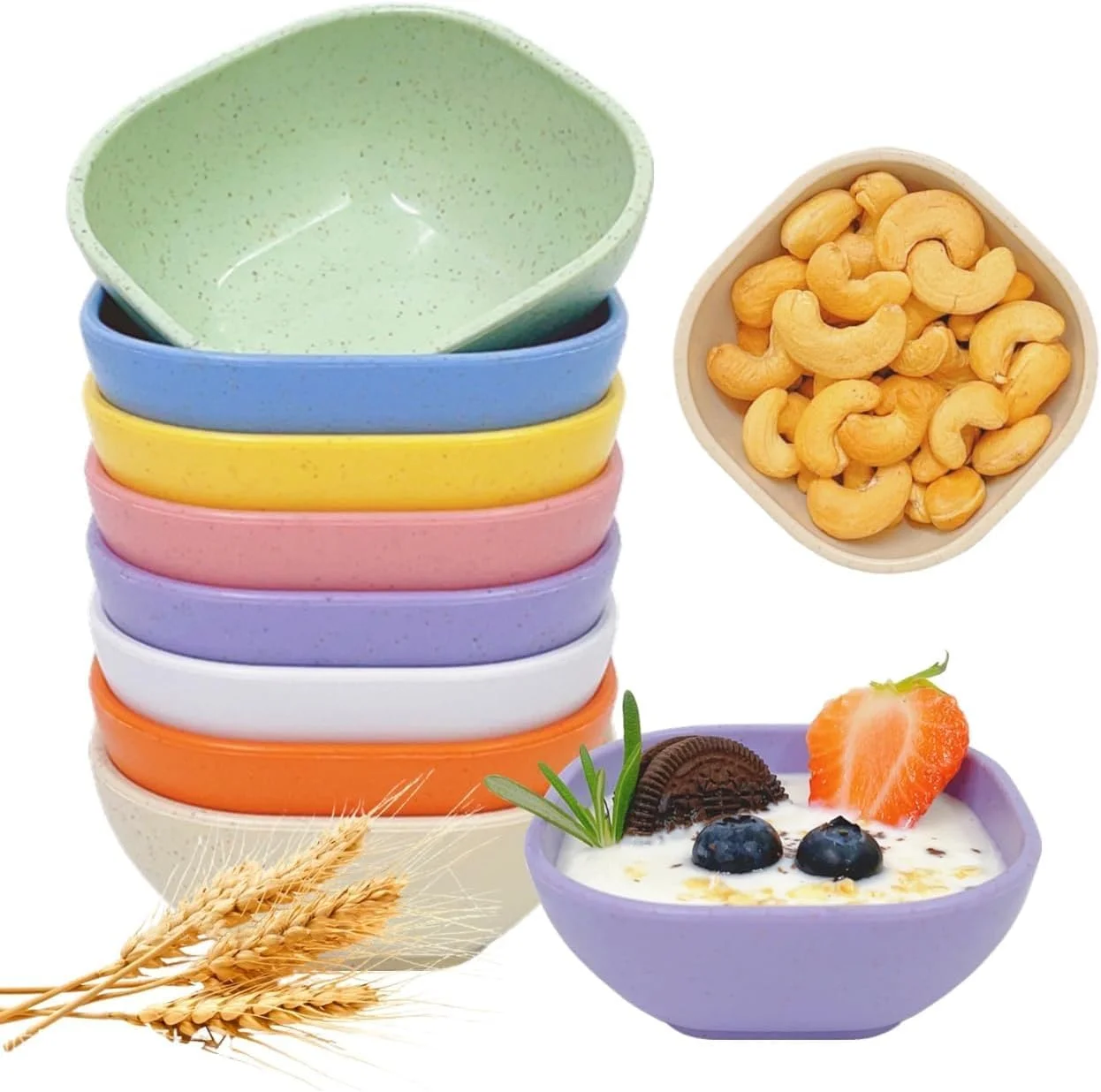 Azonee Cereal Bowls, 8Pcs Wheat Straw Fiber Lightweight Bowl Sets, Modern Style, Unbreakable, Dishwasher & Microwave Safe, Assorted Colors, Perfect for Dessert, Snack, Side Dishes, 4.5 OZ Azonee Cereal Bowls, 8Pcs Wheat Straw Fiber Lightweight Bowl Sets, Modern Style, Unbreakable, Dishwasher & Microwave Safe, Assorted Colors, Perfect for Dessert, Snack, Side Dishes, 4.5 OZ