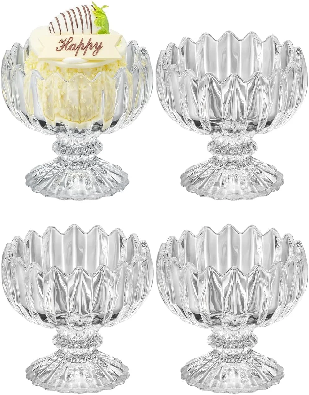 Azonee Dessert Cups Ice Cream Cups Glass Clear Footed Tulip Glass Dessert Bowls Small Ice Cream Bowls Dessert Bowls for Housewarmings Parties Weddings 4 Pack Azonee Dessert Cups Ice Cream Cups Glass Clear Footed Tulip Glass Dessert Bowls Small Ice Cream Bowls Dessert Bowls for Housewarmings Parties Weddings 4 Pack