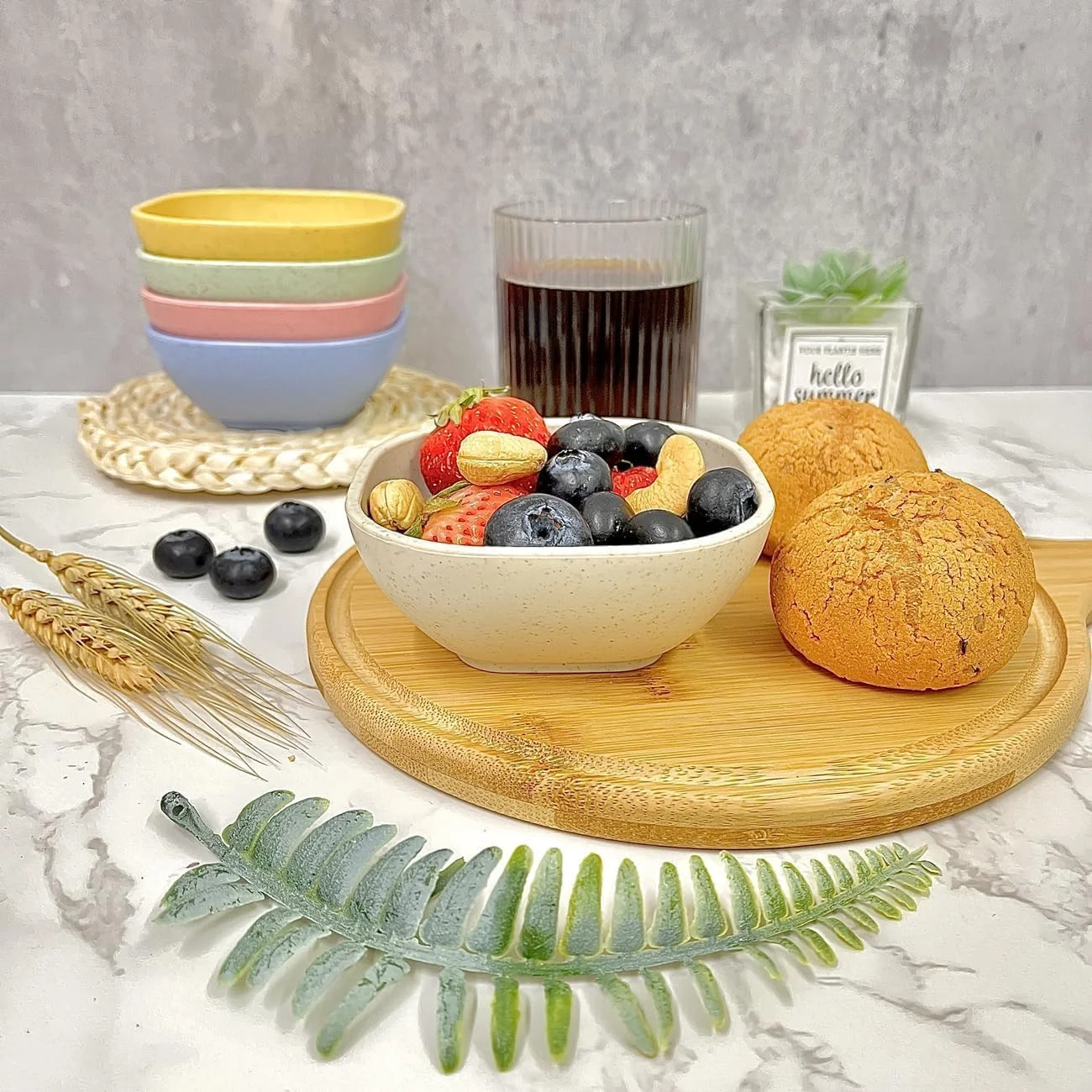 Azonee Cereal Bowls, 8Pcs Wheat Straw Fiber Lightweight Bowl Sets, Modern Style, Unbreakable, Dishwasher & Microwave Safe, Assorted Colors, Perfect for Dessert, Snack, Side Dishes, 4.5 OZ Azonee Cereal Bowls, 8Pcs Wheat Straw Fiber Lightweight Bowl Sets, Modern Style, Unbreakable, Dishwasher & Microwave Safe, Assorted Colors, Perfect for Dessert, Snack, Side Dishes, 4.5 OZ