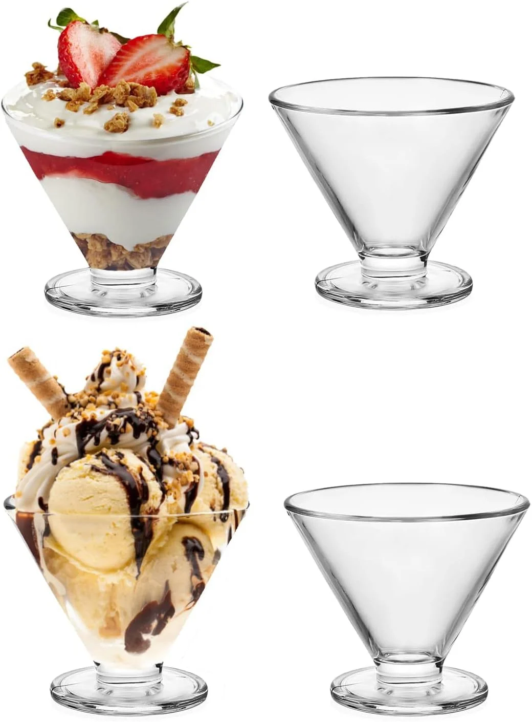Azonee Glass Dessert Bowls Glass Ice Cream Bowl Clear Footed Dessert Cups Glass Ice Cream Bowl for Sundae Ice Cream Pudding Salad Snack Fruit Dessert ellies Oats and Yogurt 4 Pack Azonee Glass Dessert Bowls Glass Ice Cream Bowl Clear Footed Dessert Cups Glass Ice Cream Bowl for Sundae Ice Cream Pudding Salad Snack Fruit Dessert ellies Oats and Yogurt 4 Pack