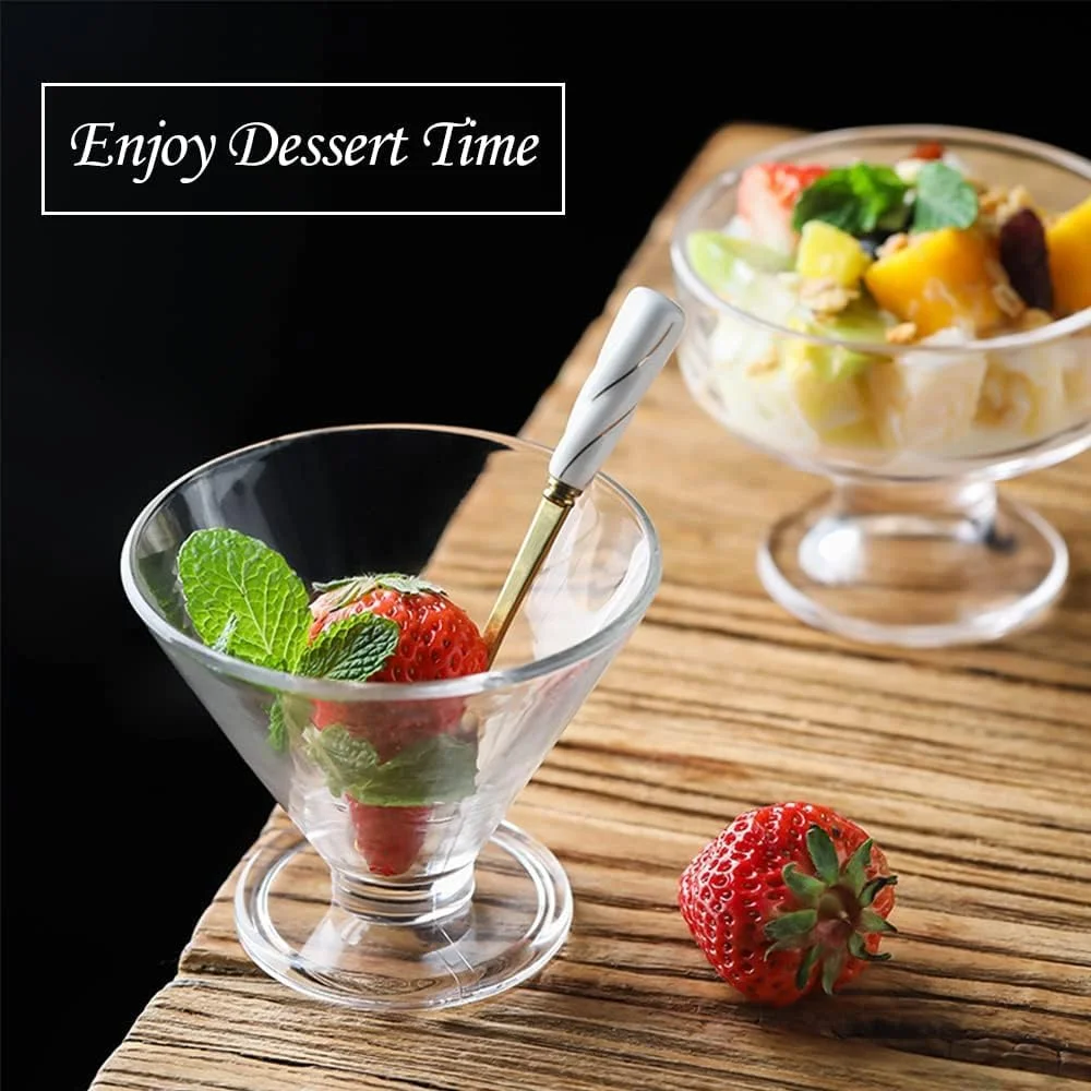 Azonee Glass Dessert Bowls Glass Ice Cream Bowl Clear Footed Dessert Cups Glass Ice Cream Bowl for Sundae Ice Cream Pudding Salad Snack Fruit Dessert ellies Oats and Yogurt 4 Pack