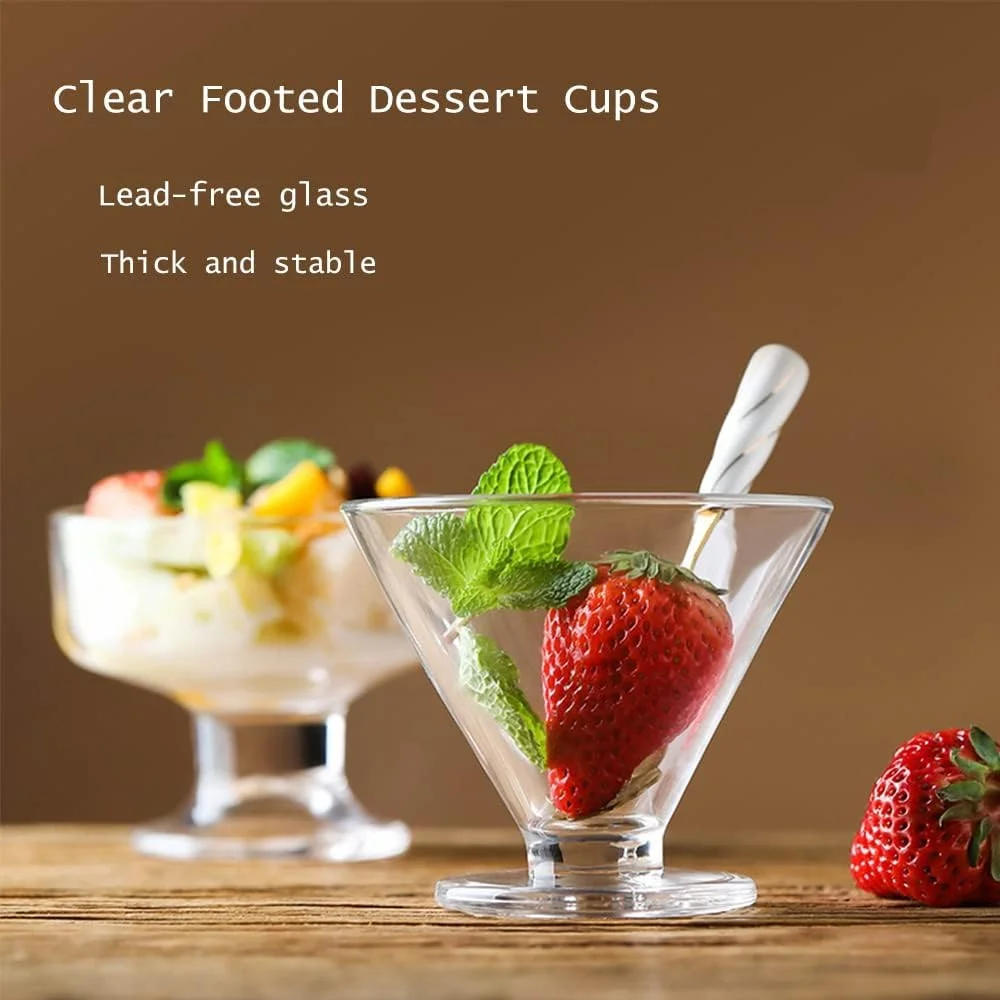 Azonee Glass Dessert Bowls Glass Ice Cream Bowl Clear Footed Dessert Cups Glass Ice Cream Bowl for Sundae Ice Cream Pudding Salad Snack Fruit Dessert ellies Oats and Yogurt 4 Pack