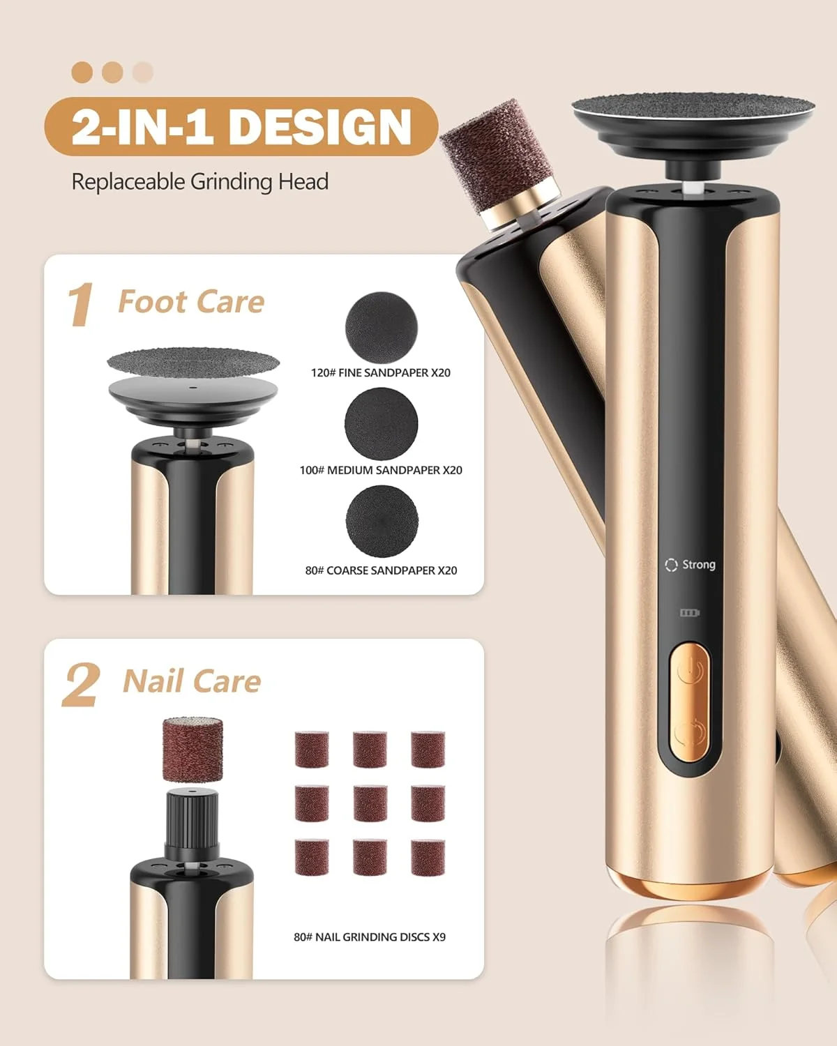 سوهان برقی پینه پا AvantShine، از بین برنده پینه پا با 60 عدد دیسک سمباده، قابل شارژ و دارای سرعت قابل تنظیم با نمایشگر LED، سوهان برقی 2 در 1 برای از بین بردن پوست مرده و مراقبت از ناخن سوهان برقی پینه پا AvantShine، از بین برنده پینه پا با 60 عدد دیسک سمباده، قابل شارژ و دارای سرعت قابل تنظیم با نمایشگر LED، سوهان برقی 2 در 1 برای از بین بردن پوست مرده و مراقبت از ناخن