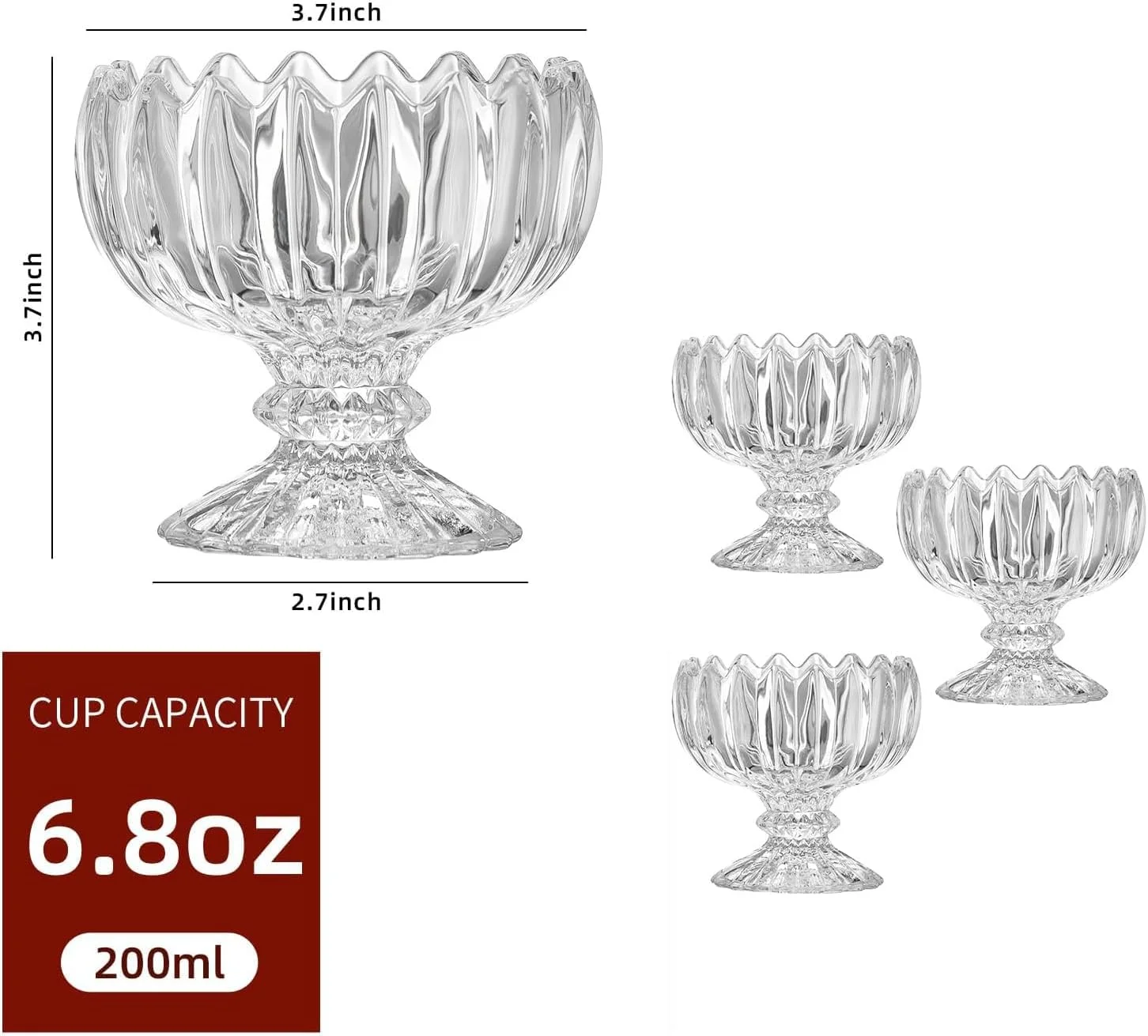 Azonee Dessert Cups Ice Cream Cups Glass Clear Footed Tulip Glass Dessert Bowls Small Ice Cream Bowls Dessert Bowls for Housewarmings Parties Weddings 4 Pack Azonee Dessert Cups Ice Cream Cups Glass Clear Footed Tulip Glass Dessert Bowls Small Ice Cream Bowls Dessert Bowls for Housewarmings Parties Weddings 4 Pack