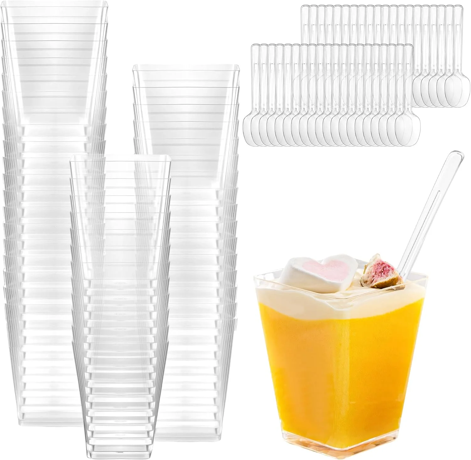 آئورینوولیا بسته 40 تایی فنجان دسر به همراه 40 قاشق، کاسه های دسر پلاستیکی قابل استفاده مجدد، 160 میلی لیتر، فنجان دسر شفاف، فنجان دسر ذوزنقه ای، برای مهمانی، پیک نیک، موس، پودینگ، بستنی آئورینوولیا بسته 40 تایی فنجان دسر به همراه 40 قاشق، کاسه های دسر پلاستیکی قابل استفاده مجدد، 160 میلی لیتر، فنجان دسر شفاف، فنجان دسر ذوزنقه ای، برای مهمانی، پیک نیک، موس، پودینگ، بستنی