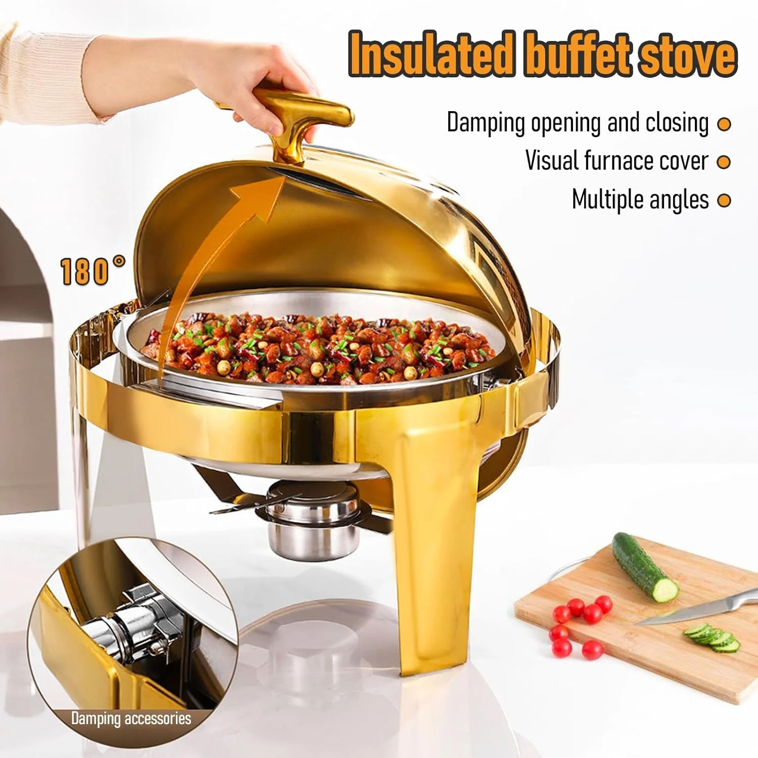 ظرف بوفه 9 لیتری AXIWOEI، گرمکن غذا برای پذیرایی، ست ظرف بوفه گرد، ست گرمکن بوفه و غذا از جنس استیل ضد زنگ با درب قابل مشاهده برای مهمانی ها، 1 ست ظرف بوفه 9 لیتری AXIWOEI، گرمکن غذا برای پذیرایی، ست ظرف بوفه گرد، ست گرمکن بوفه و غذا از جنس استیل ضد زنگ با درب قابل مشاهده برای مهمانی ها، 1 ست