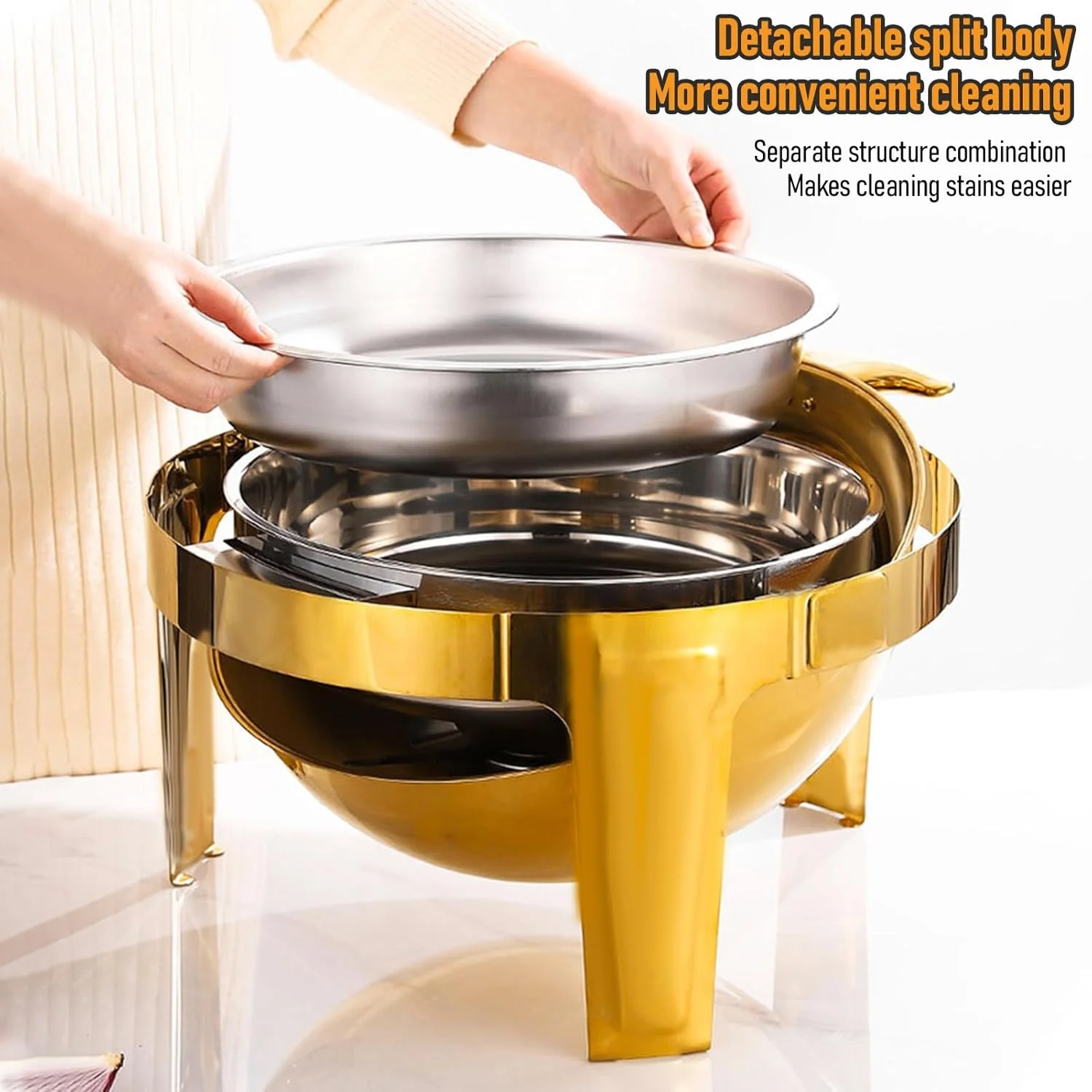 ظرف بوفه 9 لیتری AXIWOEI، گرمکن غذا برای پذیرایی، ست ظرف بوفه گرد، ست گرمکن بوفه و غذا از جنس استیل ضد زنگ با درب قابل مشاهده برای مهمانی ها، 1 ست ظرف بوفه 9 لیتری AXIWOEI، گرمکن غذا برای پذیرایی، ست ظرف بوفه گرد، ست گرمکن بوفه و غذا از جنس استیل ضد زنگ با درب قابل مشاهده برای مهمانی ها، 1 ست