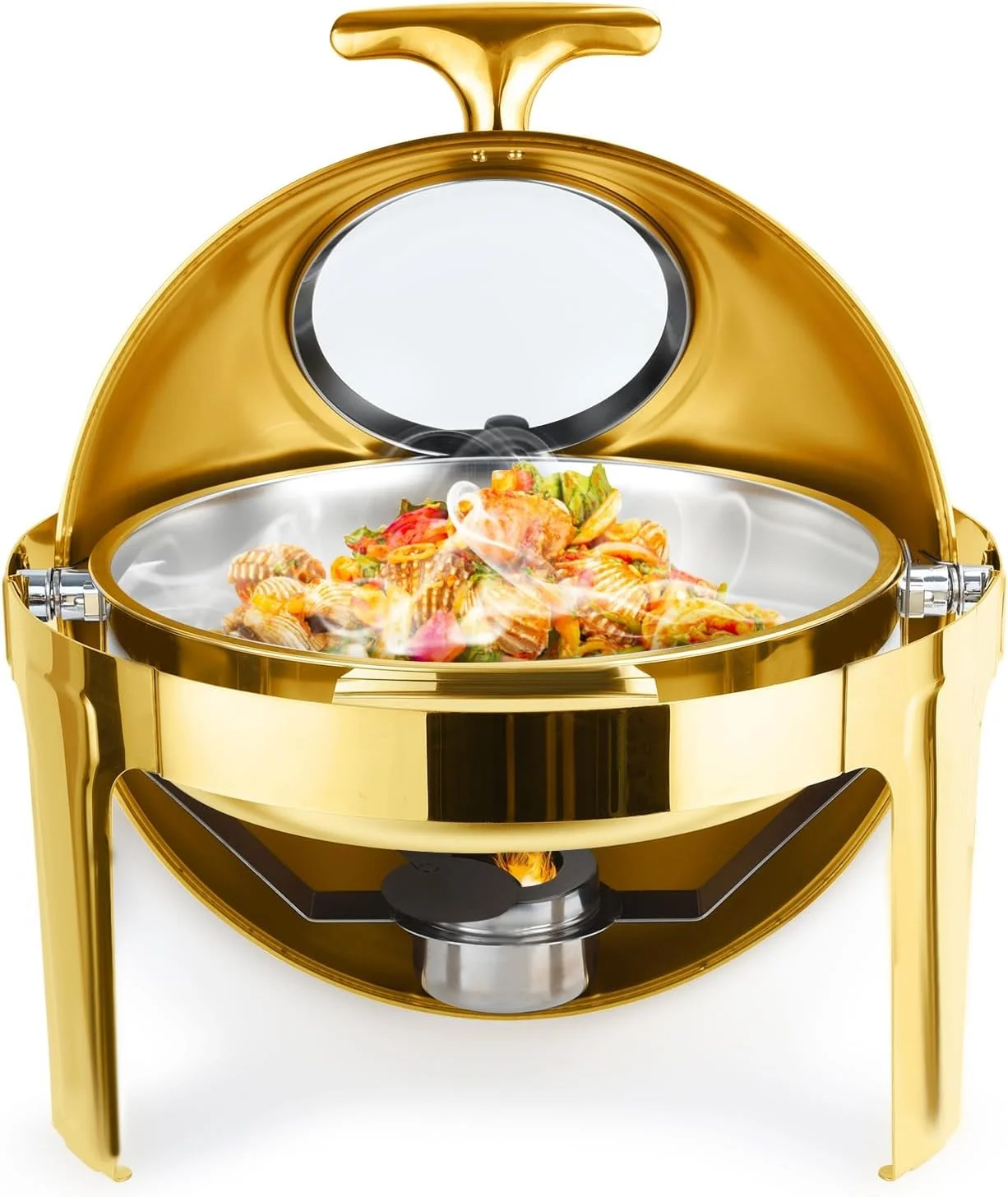 ظرف بوفه 9 لیتری AXIWOEI، گرمکن غذا برای پذیرایی، ست ظرف بوفه گرد، ست گرمکن بوفه و غذا از جنس استیل ضد زنگ با درب قابل مشاهده برای مهمانی ها، 1 ست ظرف بوفه 9 لیتری AXIWOEI، گرمکن غذا برای پذیرایی، ست ظرف بوفه گرد، ست گرمکن بوفه و غذا از جنس استیل ضد زنگ با درب قابل مشاهده برای مهمانی ها، 1 ست