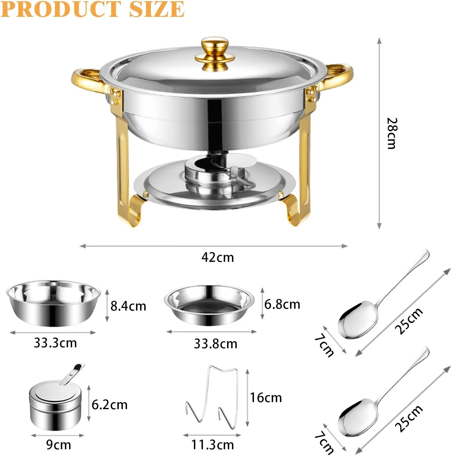 ست گرم نگهدارنده غذا AUUCFW، 4.5 لیتری، ست بوفه استیل ضد زنگ، گرم کننده پذیرایی گرد با درب، سینی آب، جای سوخت، قفسه درب، قاشق برای هر مهمانی (2 عدد) ست گرم نگهدارنده غذا AUUCFW، 4.5 لیتری، ست بوفه استیل ضد زنگ، گرم کننده پذیرایی گرد با درب، سینی آب، جای سوخت، قفسه درب، قاشق برای هر مهمانی (2 عدد)