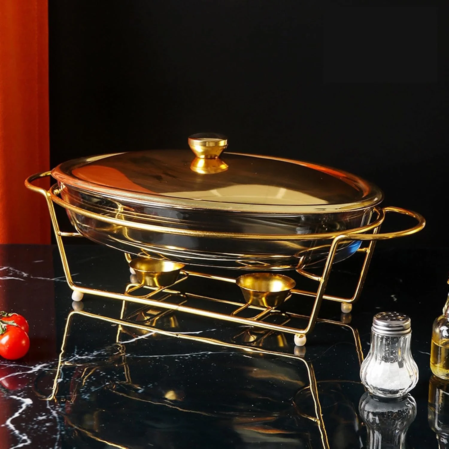 گرمکن غذای بیضی شکل 3 لیتری AXIWOEI، ظرف گرم کننده بوفه، ظرف سرو شیشه ای استیل ضد زنگ، قابلمه گرم برای عروسی ها، پذیرایی ها، مهمانی ها، طلایی گرمکن غذای بیضی شکل 3 لیتری AXIWOEI، ظرف گرم کننده بوفه، ظرف سرو شیشه ای استیل ضد زنگ، قابلمه گرم برای عروسی ها، پذیرایی ها، مهمانی ها، طلایی