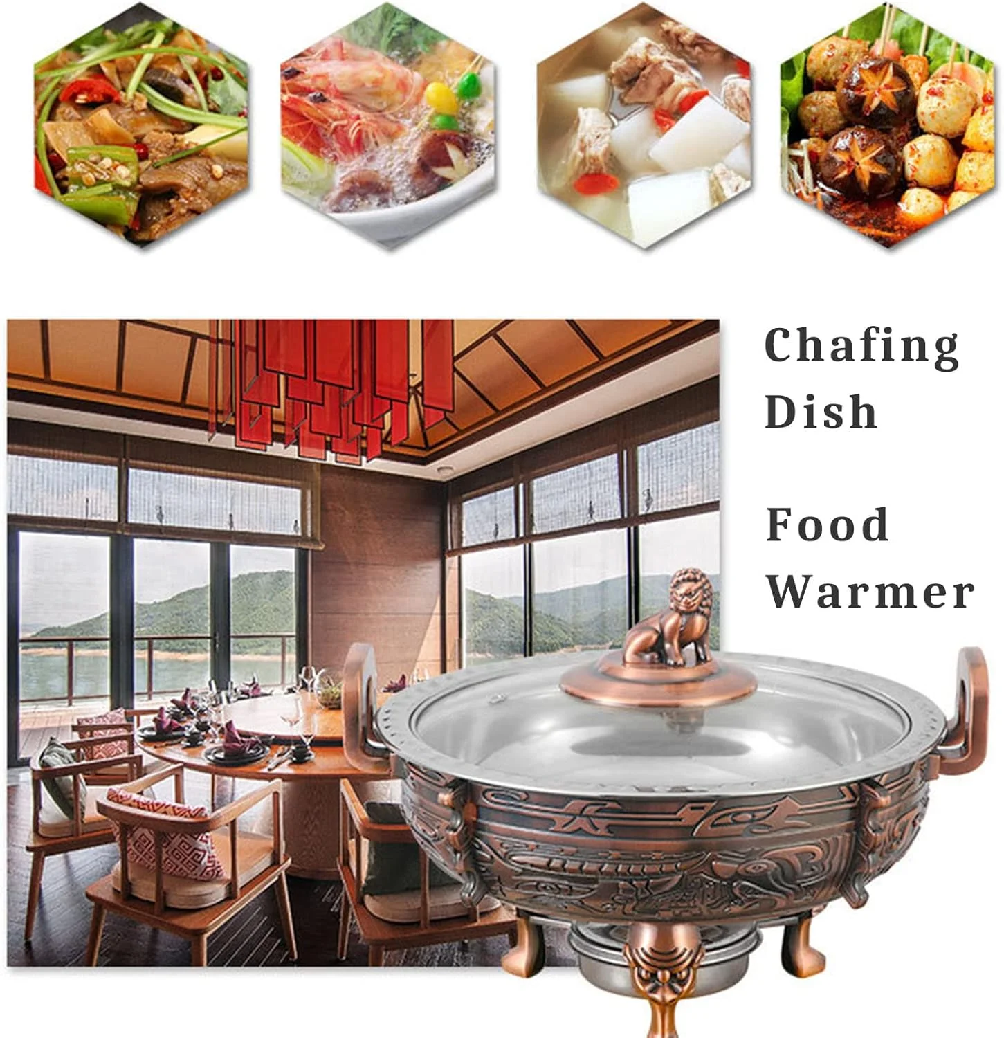 ظروف گرم نگهدارنده غذا AXIWOEI، ست گرمکن بوفه پذیرایی گرد با ظرف غذا و جایگاه سوخت، برای بوفه ناهارخوری مهمانی آشپزخانه (برنز قرمز)، 2 عدد ظروف گرم نگهدارنده غذا AXIWOEI، ست گرمکن بوفه پذیرایی گرد با ظرف غذا و جایگاه سوخت، برای بوفه ناهارخوری مهمانی آشپزخانه (برنز قرمز)، 2 عدد