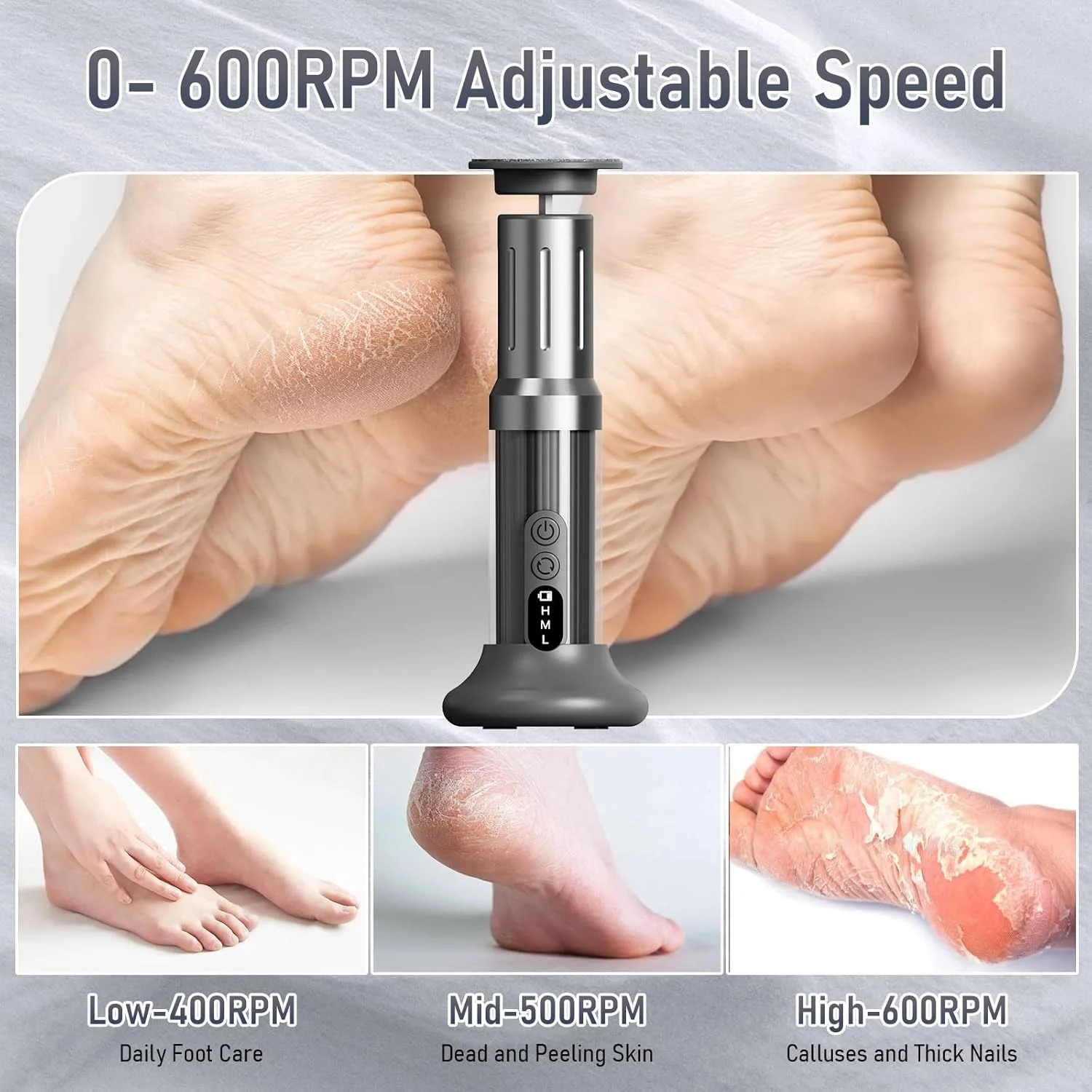 سوهان برقی پدیکور پا ANGNYA با 3 سرعت قابل تنظیم، پایه شارژ و دیسک های سنباده ای جایگزین، ابزار پدیکور برقی از بین برنده پوست مرده پا (خاکستری) سوهان برقی پدیکور پا ANGNYA با 3 سرعت قابل تنظیم، پایه شارژ و دیسک های سنباده ای جایگزین، ابزار پدیکور برقی از بین برنده پوست مرده پا (خاکستری)