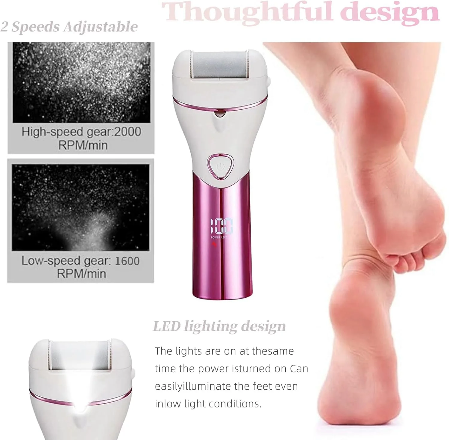 سوهان برقی پا AoMige، ست ابزار پدیکور الکترونیکی قابل حمل همه کاره با مکنده پوست مرده، برس پای شارژی با سرهای تعویضی و ابزار پدیکور، نمایشگر LCD سوهان برقی پا AoMige، ست ابزار پدیکور الکترونیکی قابل حمل همه کاره با مکنده پوست مرده، برس پای شارژی با سرهای تعویضی و ابزار پدیکور، نمایشگر LCD