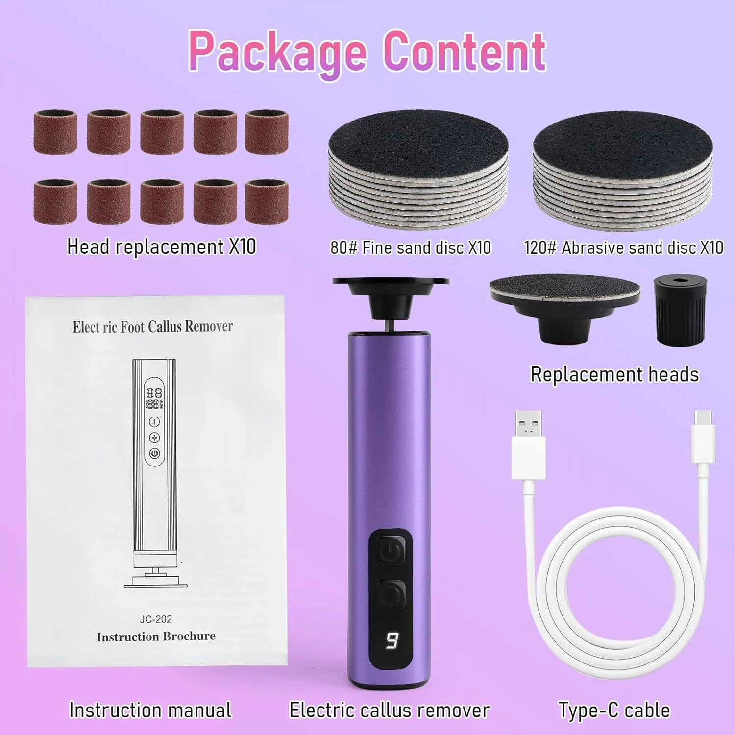 سوهان برقی پدیکور پا ANGNYA، دستگاه سنگ پای برقی 2 در 1 با 9 سرعت قابل تنظیم و دیسک سنباده ای تعویضی، سوهان برقی سمباده ای پدیکور پا برای از بین بردن پوست مرده بنفش