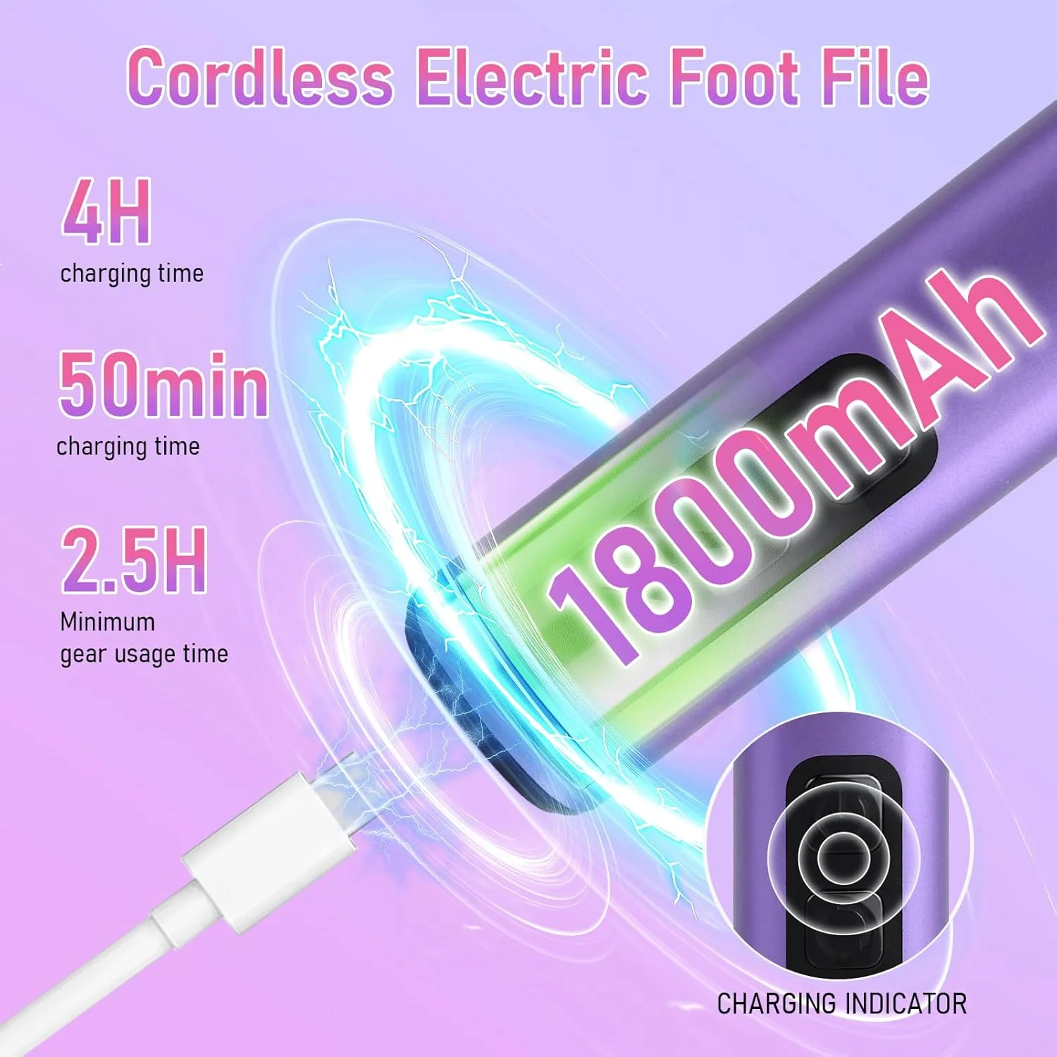 سوهان برقی پدیکور پا ANGNYA، دستگاه سنگ پای برقی 2 در 1 با 9 سرعت قابل تنظیم و دیسک سنباده ای تعویضی، سوهان برقی سمباده ای پدیکور پا برای از بین بردن پوست مرده بنفش