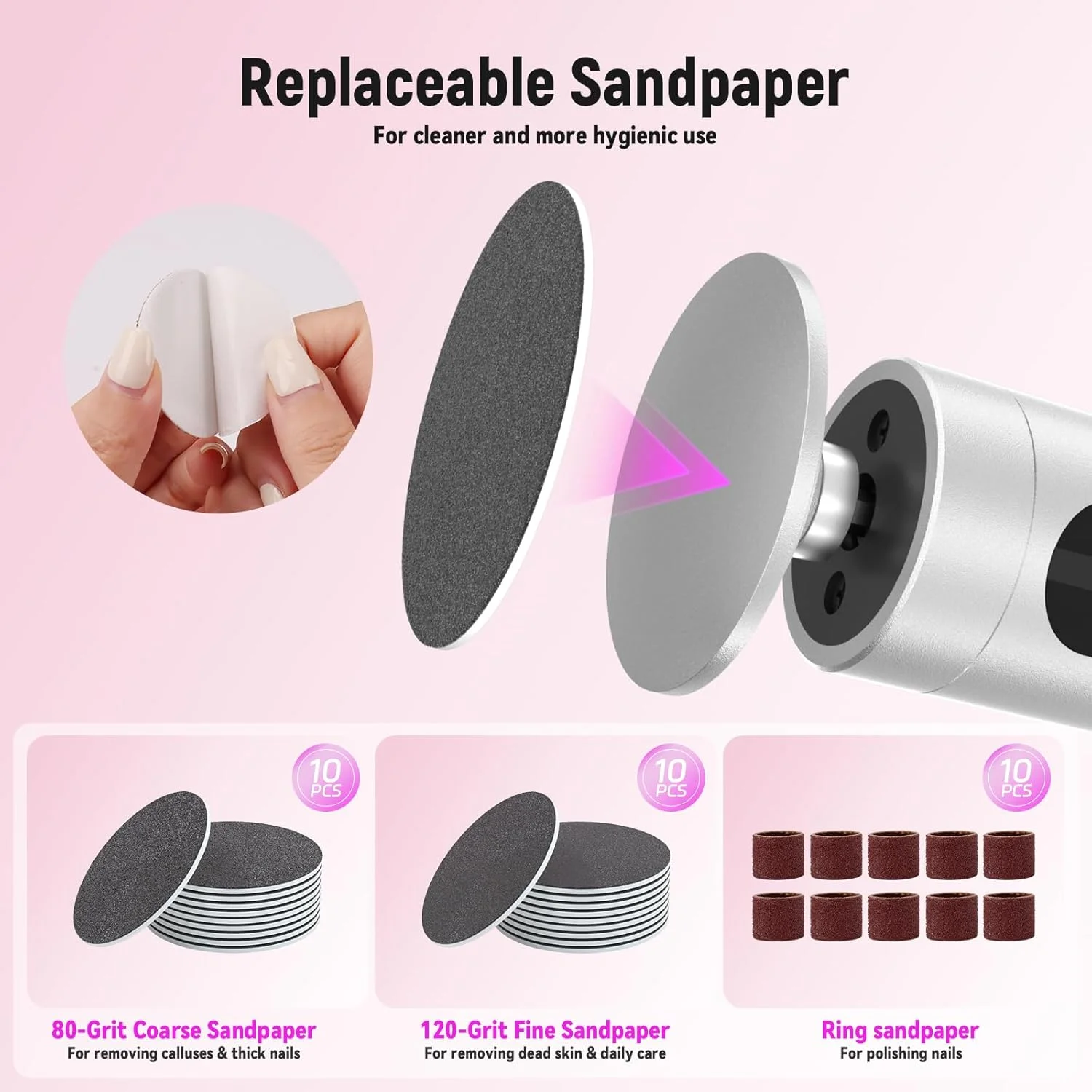 سوهان برقی پینه پا APTMAPT با نمایشگر LED، سوهان برقی 2 در 1 پا و پولیش ناخن قابل شارژ با 9 سرعت قابل تنظیم برای پوست خشک و مرده پا (نقره ای)