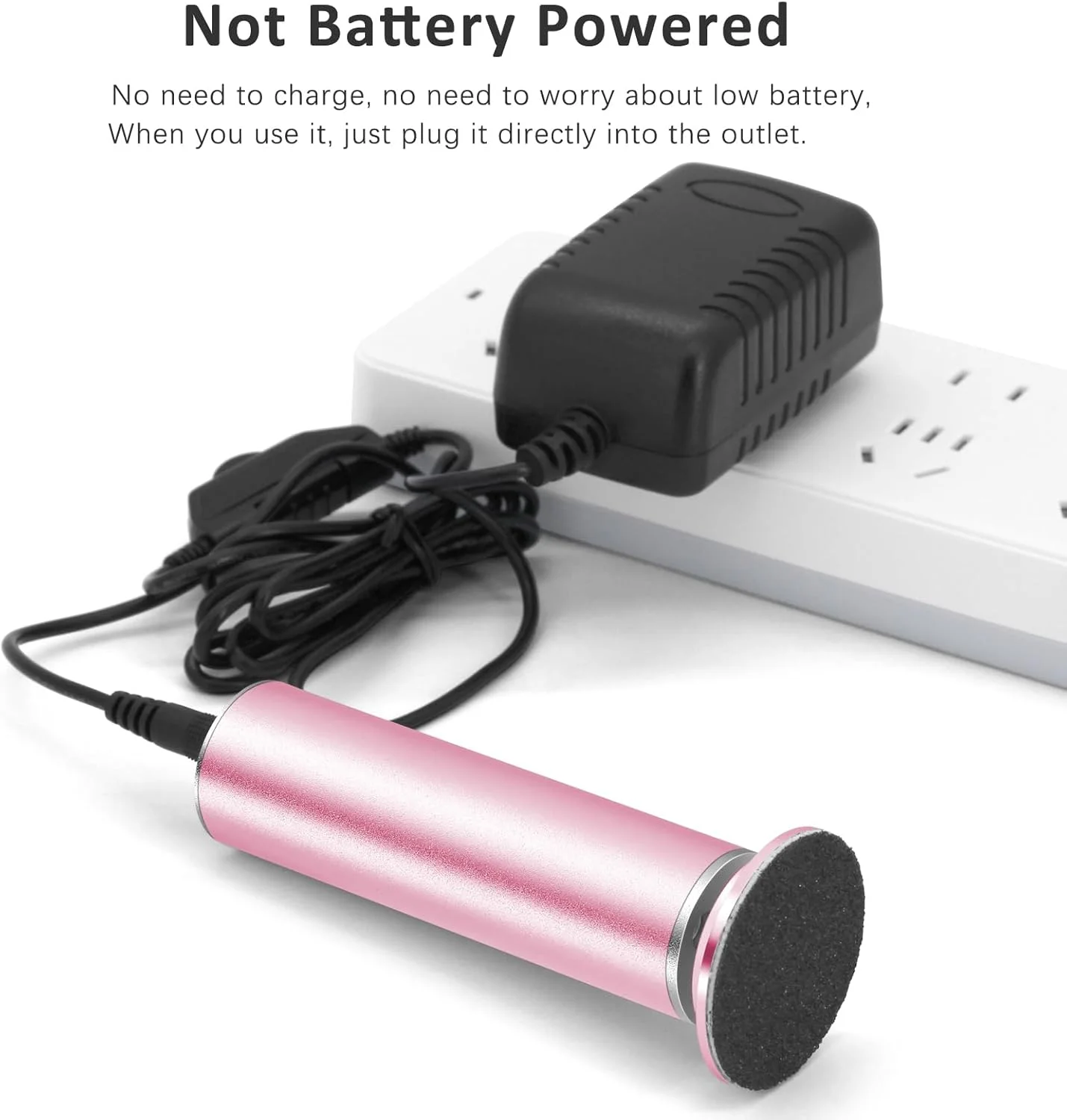 سوهان برقی پا AONOLOVO، از بین برنده پوست سفت (با قابلیت تنظیم سرعت) به همراه 60 عدد دیسک سمباده ای جایگزین، اسکرابر حرفه ای برقی پدیکور پا، از بین برنده پوست سفت (صورتی)