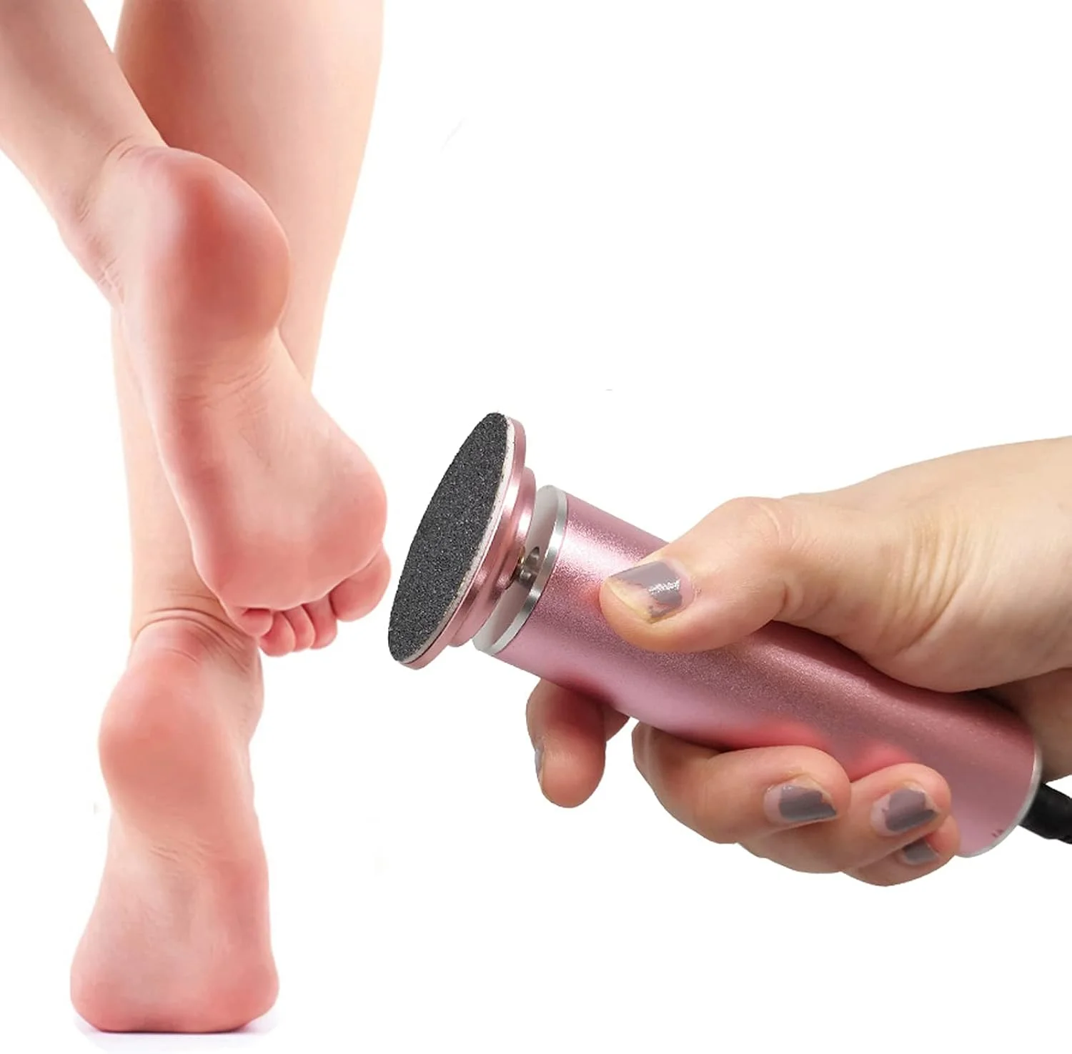 سوهان برقی پا AONOLOVO، از بین برنده پوست سفت (با قابلیت تنظیم سرعت) به همراه 60 عدد دیسک سمباده ای جایگزین، اسکرابر حرفه ای برقی پدیکور پا، از بین برنده پوست سفت (صورتی)