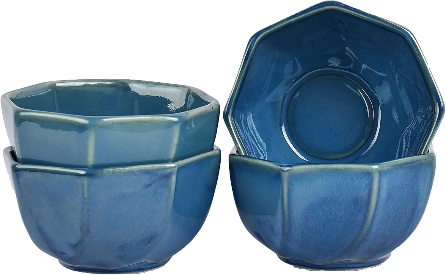 کاسه دسر سرامیکی آرتیستا مدل 'Octad Blue' کاسه های مناسب مایکروویو کاسه سرو - کاسه غلات برای تنقلات کاسه شام / کاتوری (ست 4 تایی، آبی، 220 میلی لیتر)