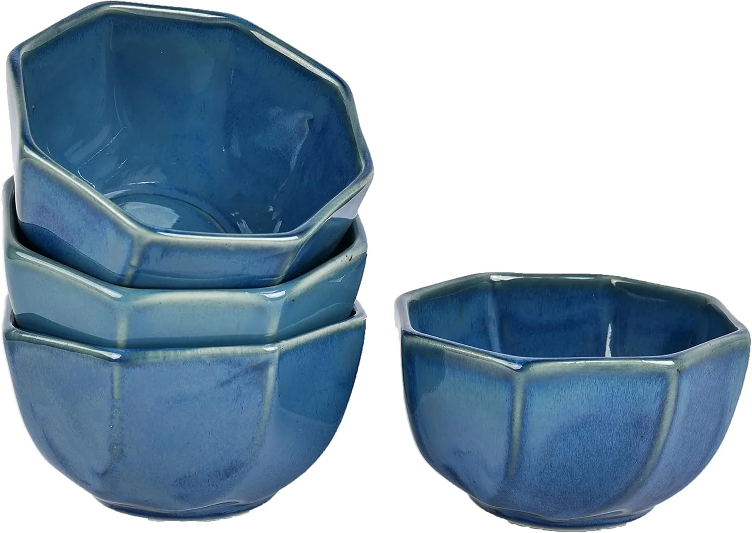 کاسه دسر سرامیکی آرتیستا مدل 'Octad Blue' کاسه های مناسب مایکروویو کاسه سرو - کاسه غلات برای تنقلات کاسه شام / کاتوری (ست 4 تایی، آبی، 220 میلی لیتر)