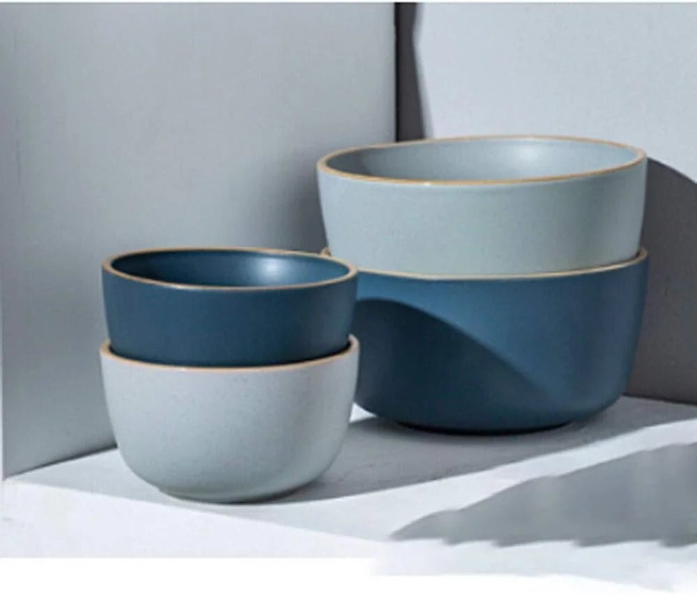 کاسه های آوکیت، کاسه سرامیکی خانگی، بشقاب، کاسه غذاخوری، کاسه دسر، کاسه سوپ تک نفره، ظرف برنج، 4 رنگ (رنگ: 2)