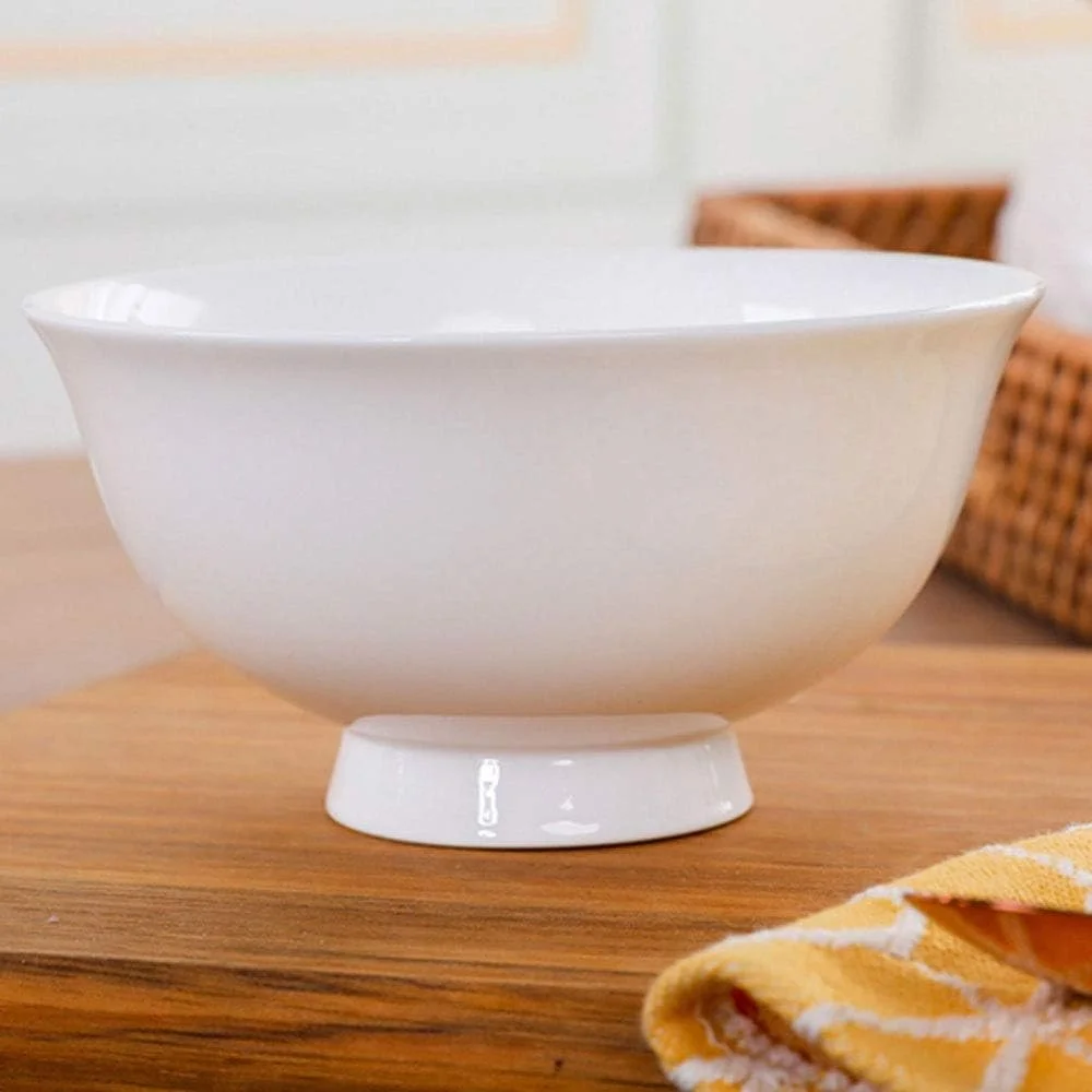 کاسه های سوپ استخوانی سفید AOCATE، کاسه ناهار میناکاری شده برای گرم کن، کاسه های دسر کریستالی ارزان (رنگ: تک رنگ)