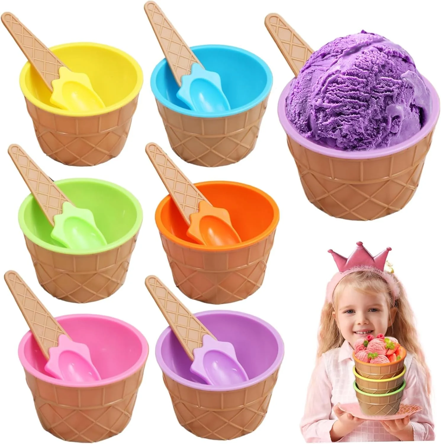 Ice Cream Bowls with Spoons, Adorable Ice Cream Cups Dual Layer for Kids, Cartoon Candy Colorice Ice Creams Bowls for Dessert Sundae Frozen Yogurt, Ideal for Summer Holiday Parties, 6 Set Ice Cream Bowls with Spoons, Adorable Ice Cream Cups Dual Layer for Kids, Cartoon Candy Colorice Ice Creams Bowls for Dessert Sundae Frozen Yogurt, Ideal for Summer Holiday Parties, 6 Set