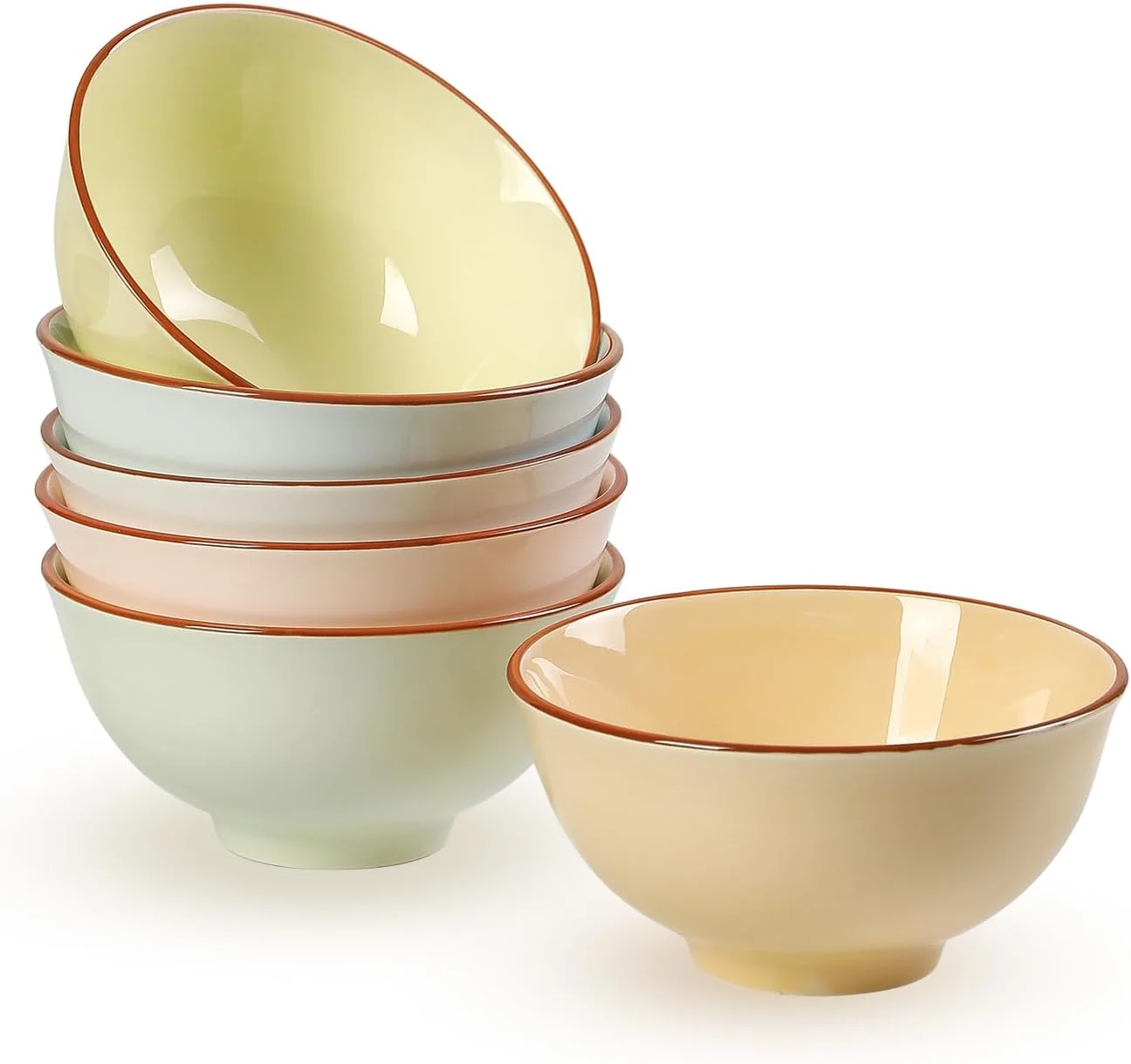 AHX Ceramic Dessert Bowl Set of 6 - Small Porcelain Bowls for Rice, Snack, Ice Cream - Microwave and Dishwasher Safe - Assorted Candy Hue - 4.7 Inch - 10 OZ AHX Ceramic Dessert Bowl Set of 6 - Small Porcelain Bowls for Rice, Snack, Ice Cream - Microwave and Dishwasher Safe - Assorted Candy Hue - 4.7 Inch - 10 OZ