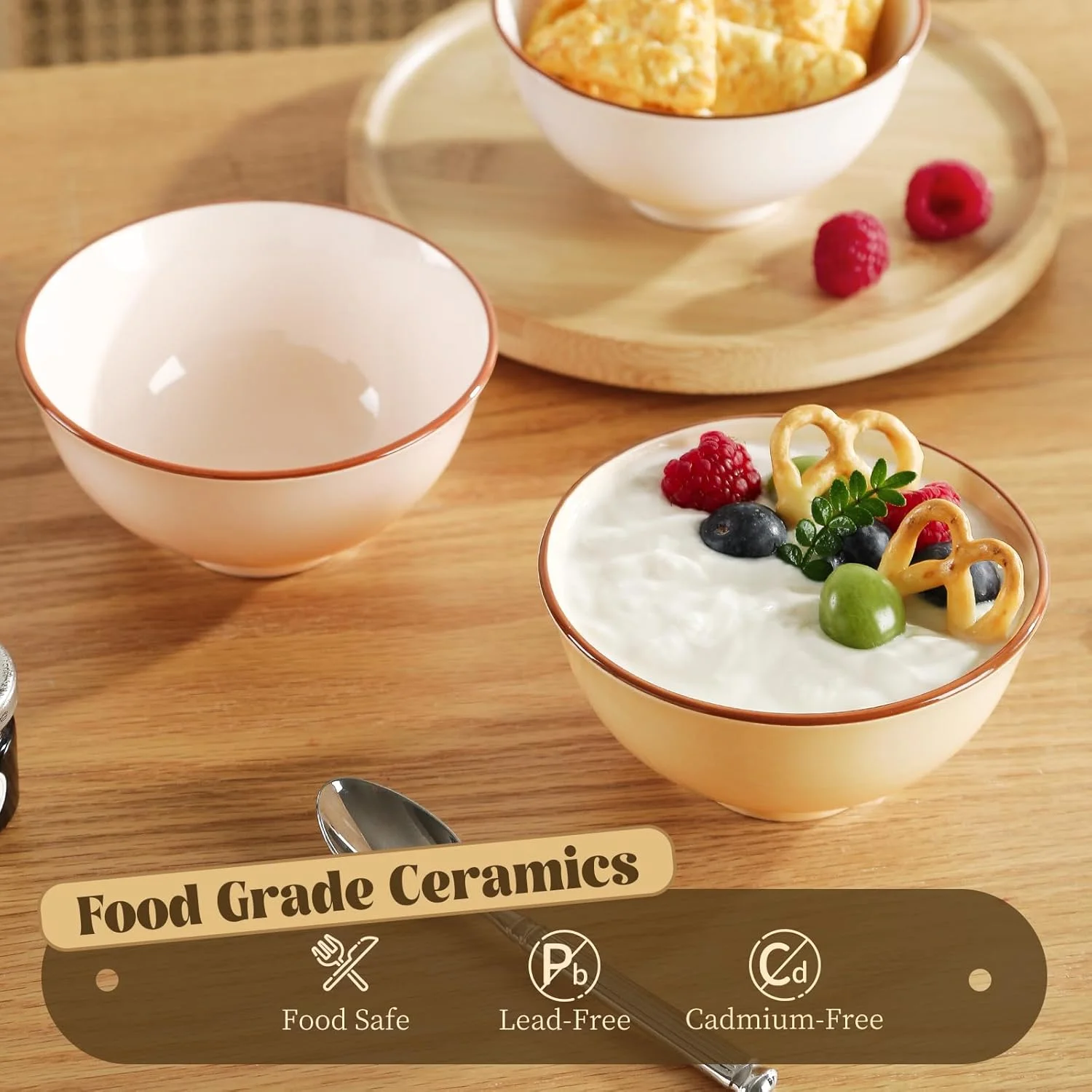 AHX Ceramic Dessert Bowl Set of 6 - Small Porcelain Bowls for Rice, Snack, Ice Cream - Microwave and Dishwasher Safe - Assorted Candy Hue - 4.7 Inch - 10 OZ AHX Ceramic Dessert Bowl Set of 6 - Small Porcelain Bowls for Rice, Snack, Ice Cream - Microwave and Dishwasher Safe - Assorted Candy Hue - 4.7 Inch - 10 OZ