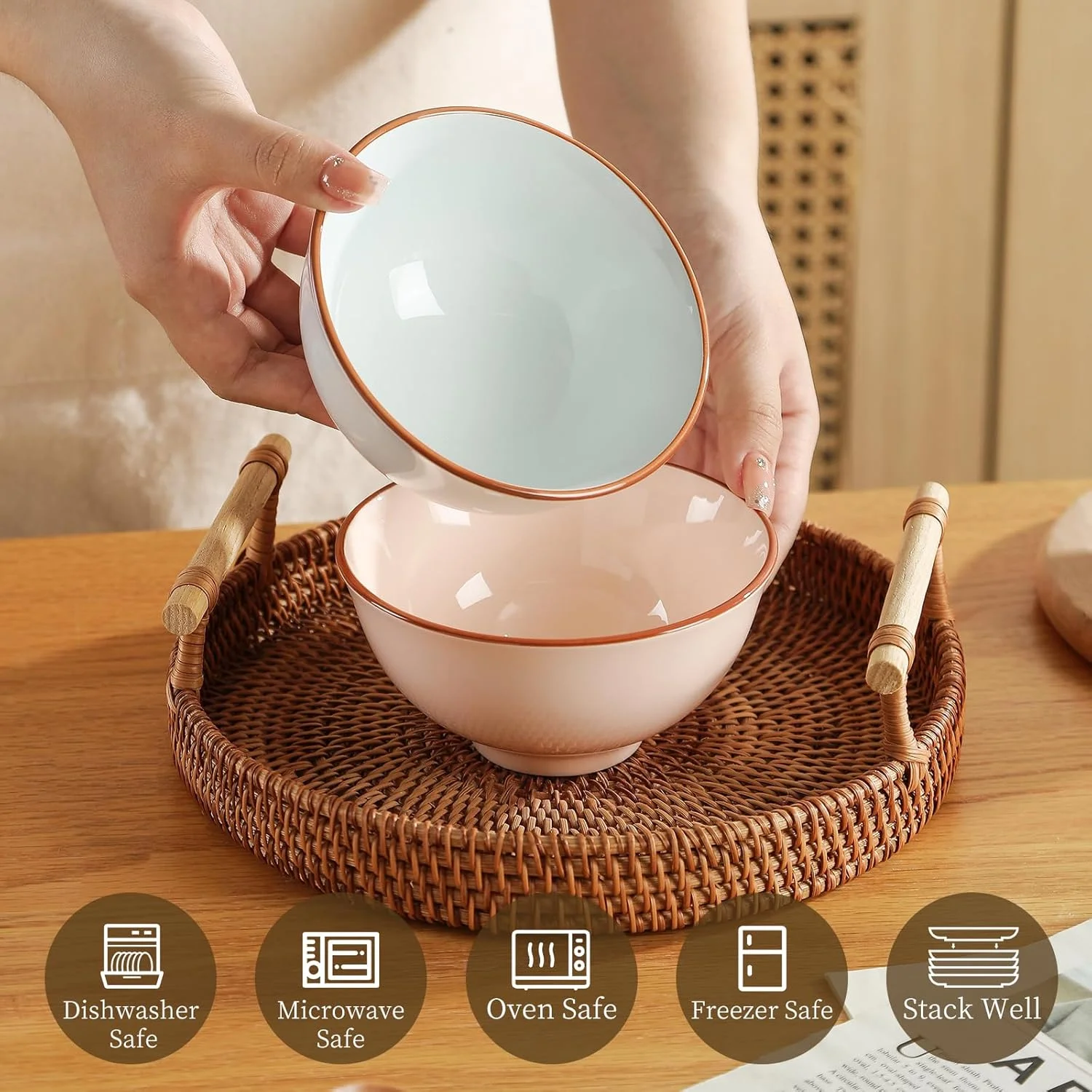 AHX Ceramic Dessert Bowl Set of 6 - Small Porcelain Bowls for Rice, Snack, Ice Cream - Microwave and Dishwasher Safe - Assorted Candy Hue - 4.7 Inch - 10 OZ AHX Ceramic Dessert Bowl Set of 6 - Small Porcelain Bowls for Rice, Snack, Ice Cream - Microwave and Dishwasher Safe - Assorted Candy Hue - 4.7 Inch - 10 OZ