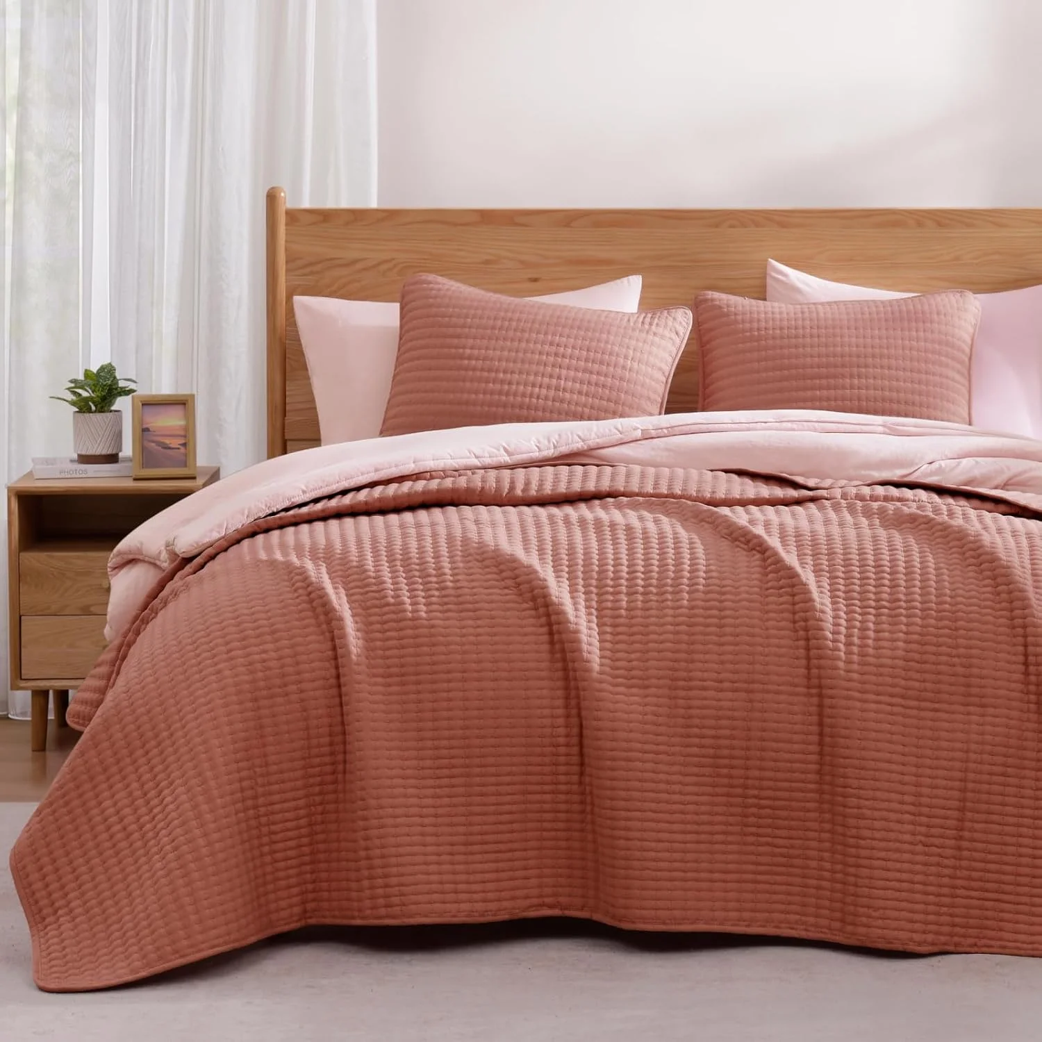 لحاف کویین WRENSONGE - ست روتختی 3 تکه طرح برگ پاییزی، لحاف سایز کویین مناسب تمام فصول، روتختی نرم به همراه 2 روبالشی مناسب تخت و مبل